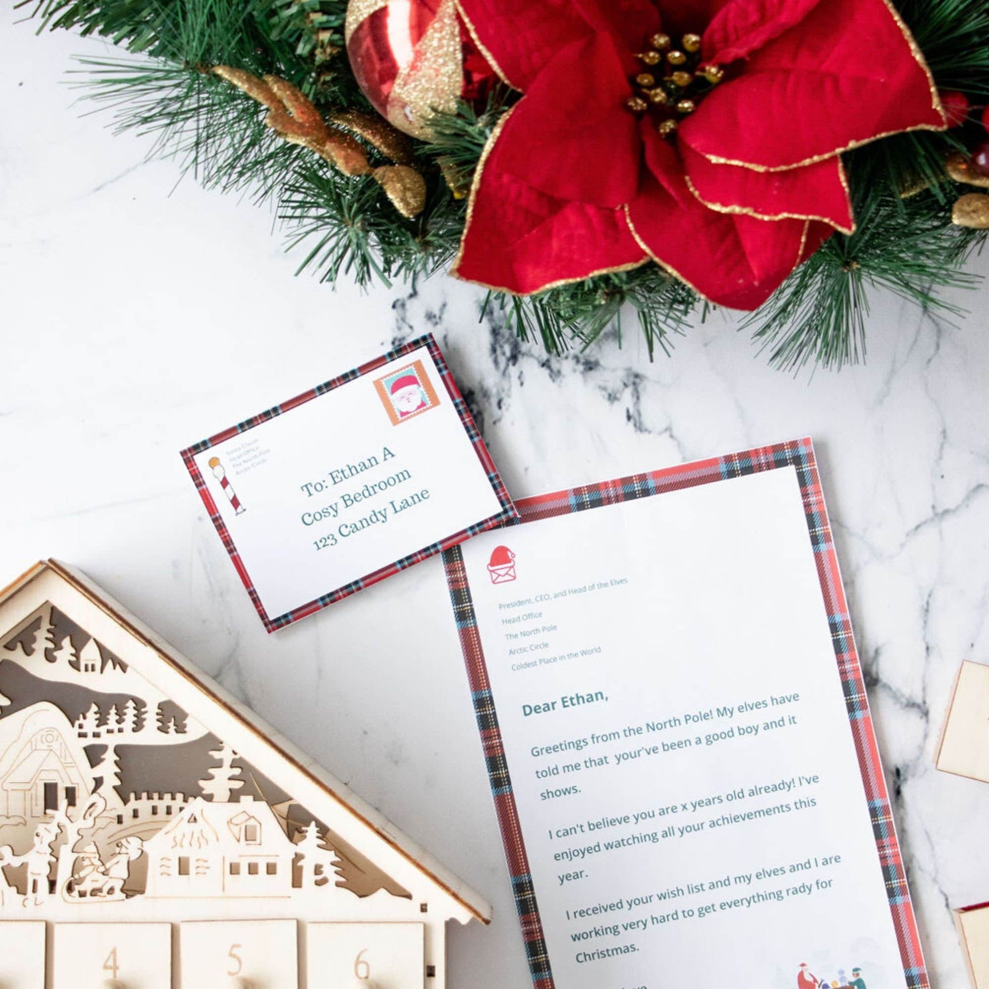 Letters to Santa Printable Set: Letter and Envelope Digital Download
