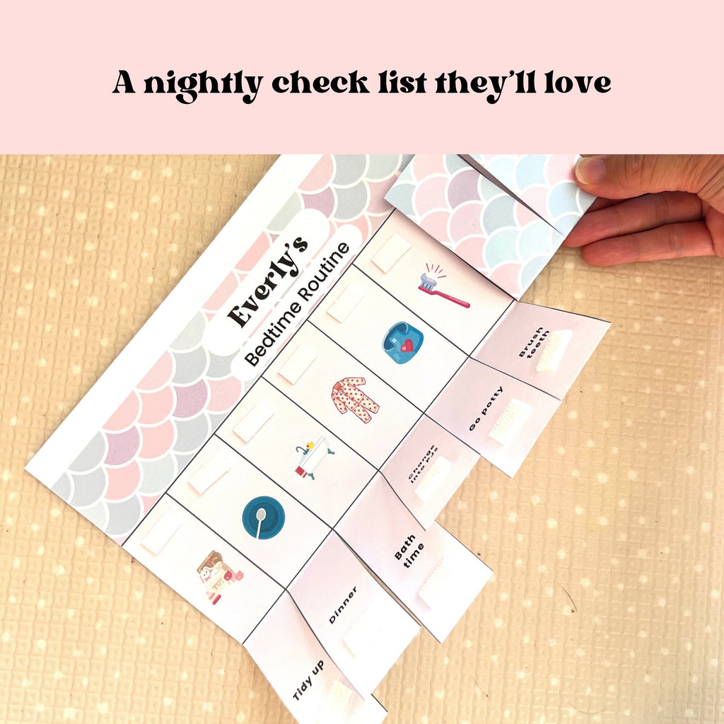 Bedtime Routine Flip Chart for Girls Editable Canva Checklist Personalized Routine Chart for Toddlers Preschool Bedtime Activity Chore Chart