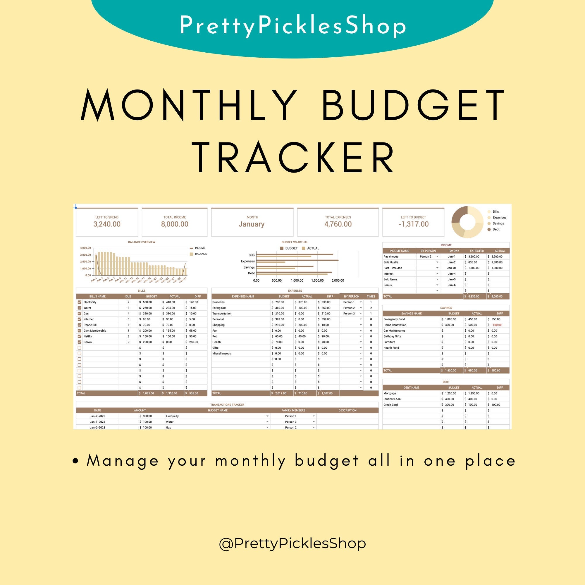 Couples Budget Planner, Monthly & Annual Spreadsheet (Digital Download)