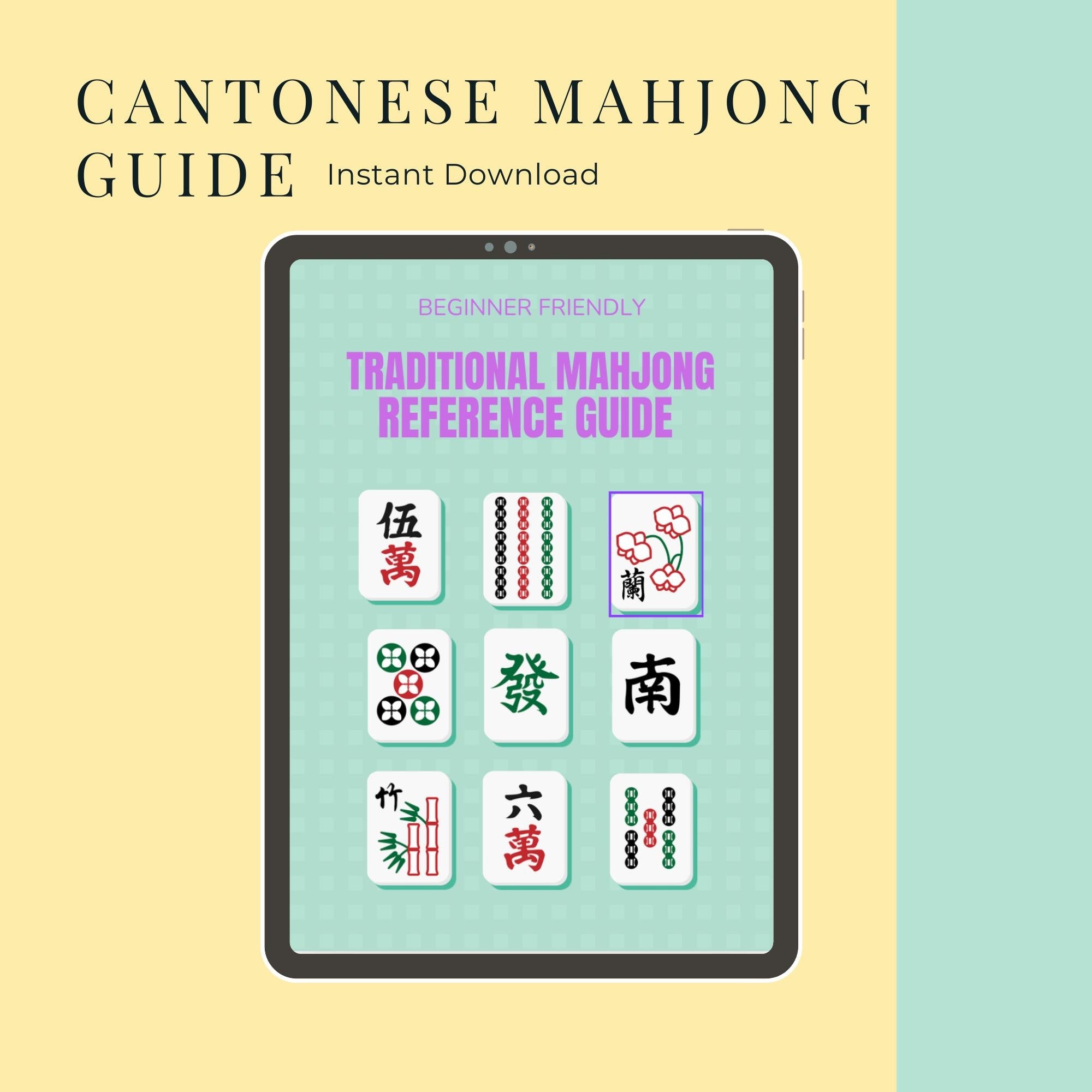 Chinese Mahjong Guide Cantonese Mahjong Reference Guide Mah Jong Cheat Sheet for Beginners Traditional Mah Jong Chinese Board Games