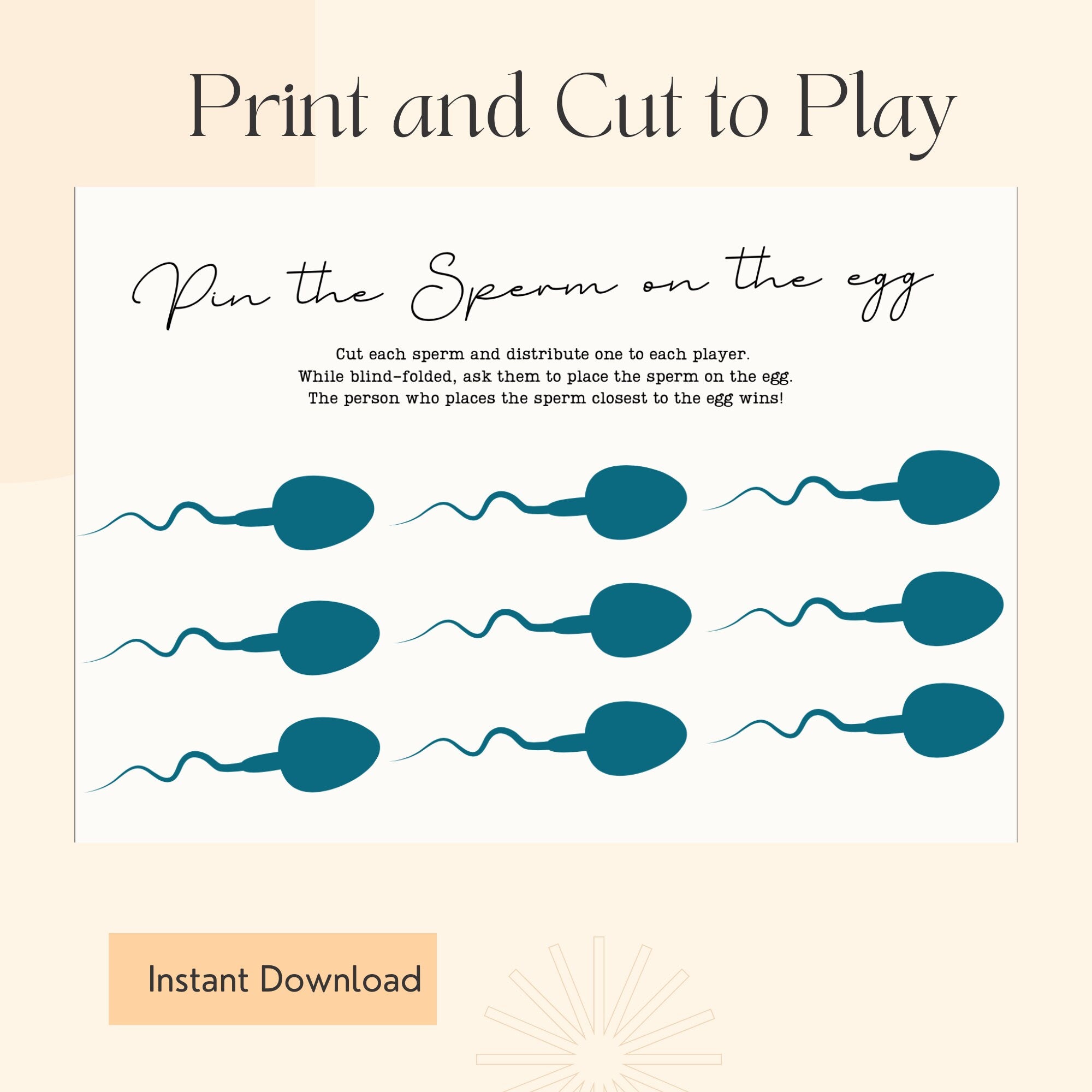 Pin the Sperm on the Egg Baby Shower Game (Digital Download)