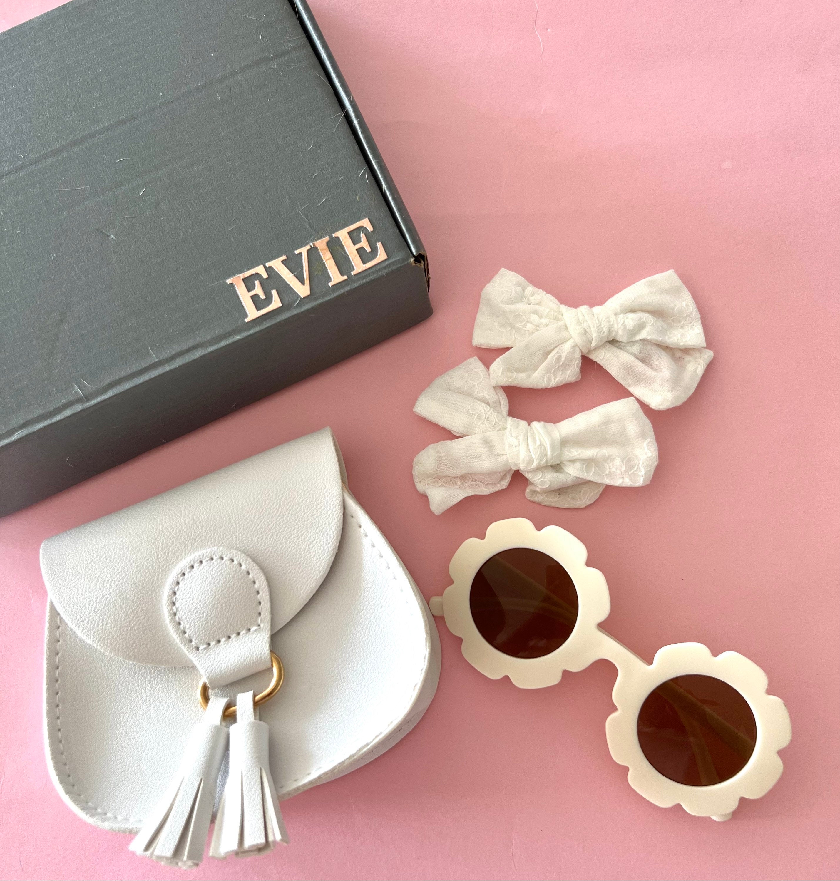 Toddler Girl Birthday Gift Box: PU Leather Handbag, Sunglasses & Bows