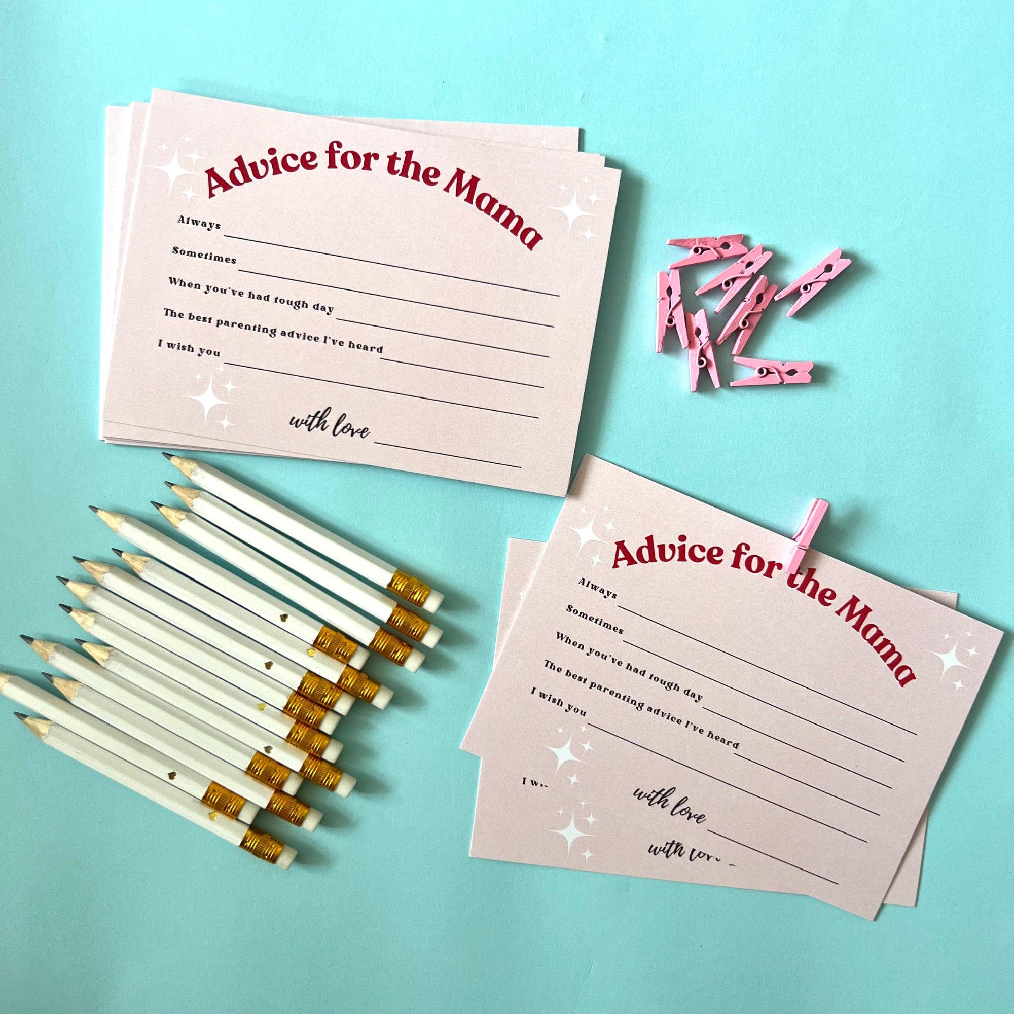Baby Shower Activity Cards Baby Activity Cards Retro Baby Shower Games Mini Pink Pegs Baby Shower Party Game Advice for the Mama