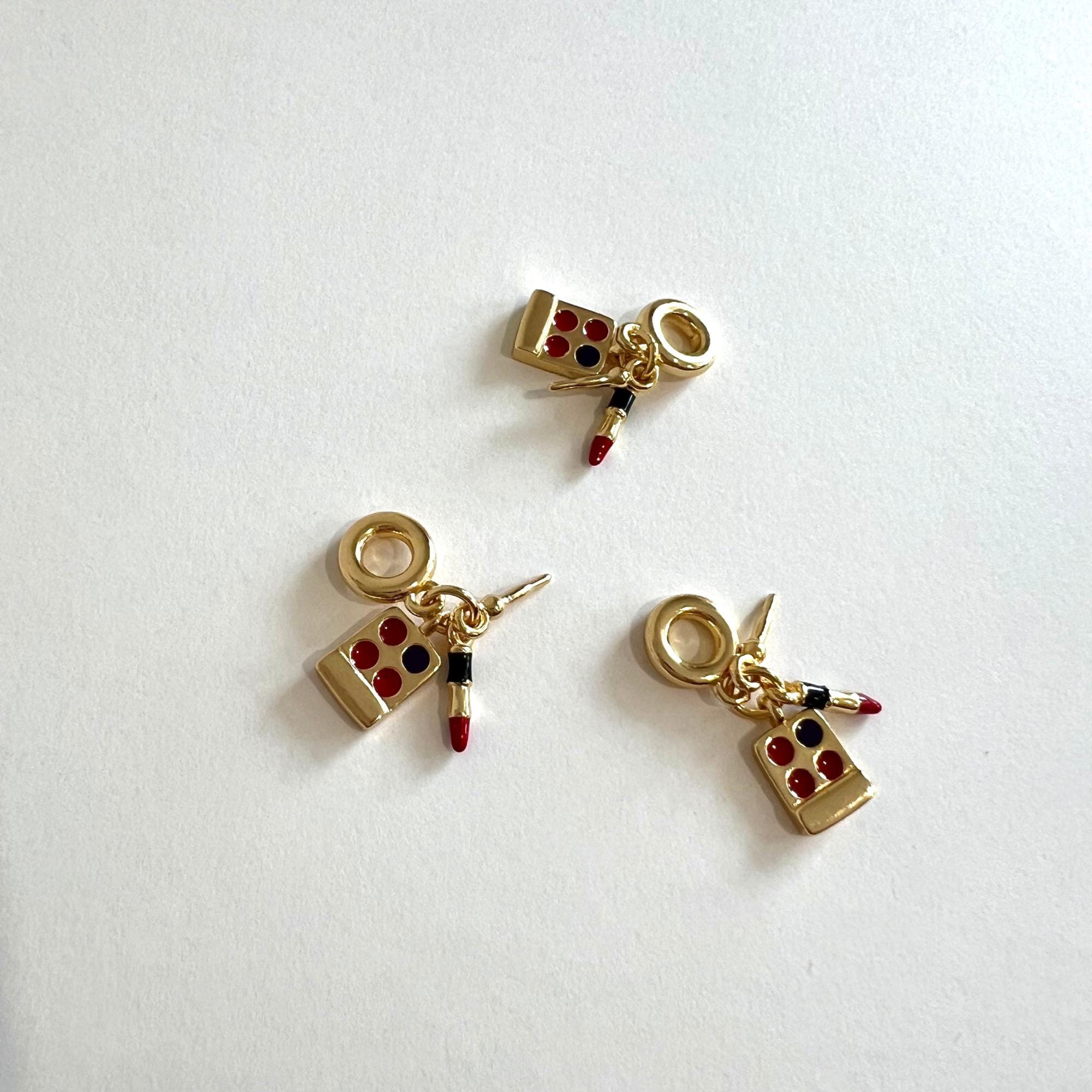 Lipstick pendant jewelry charm DIY necklace charm DIY pendants for jewellery making Gold enamel mini make up palette charm Fashion Accessory