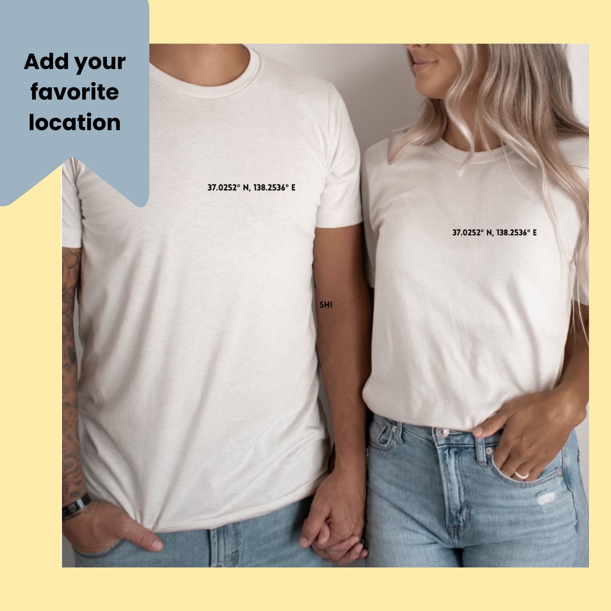 Custom Coordinates Couples T-shirt, Location Keepsake Gift