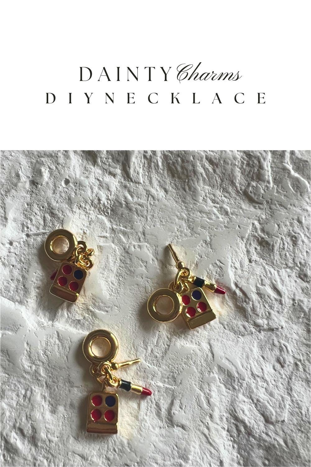 Lipstick pendant jewelry charm DIY necklace charm DIY pendants for jewellery making Gold enamel mini make up palette charm Fashion Accessory