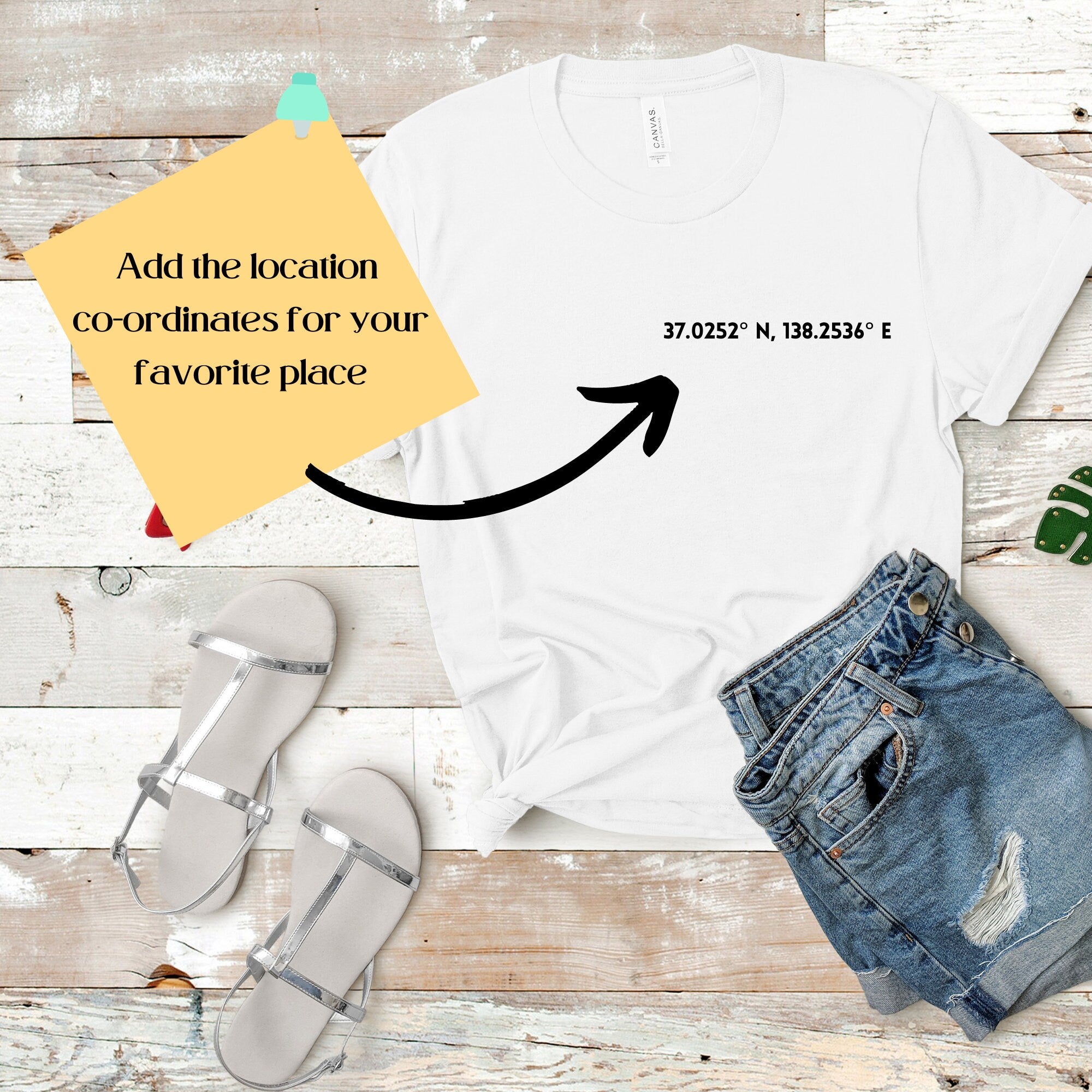 Custom Coordinates Couples T-shirt, Location Keepsake Gift