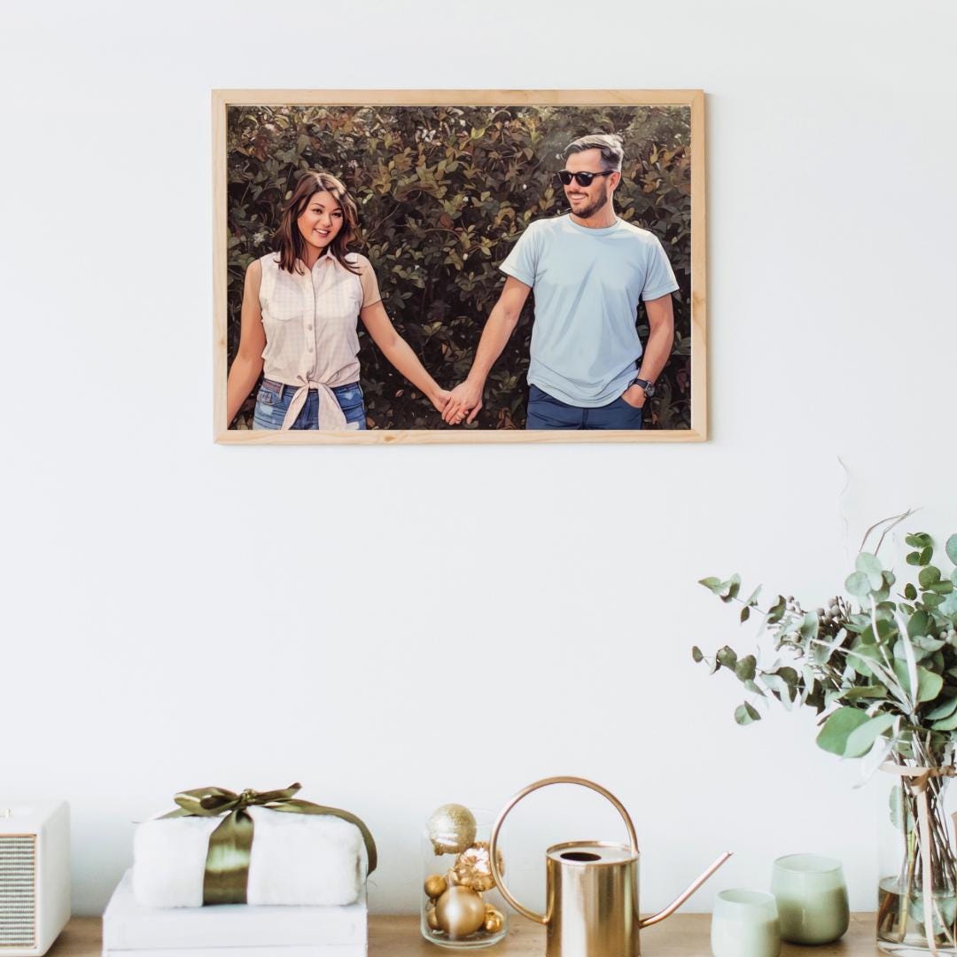 Custom Framed Couples Comic Personalized Cartoon Image Framed Artwork Photoframe for Comic Lovers Cartoonized Image Custom Made