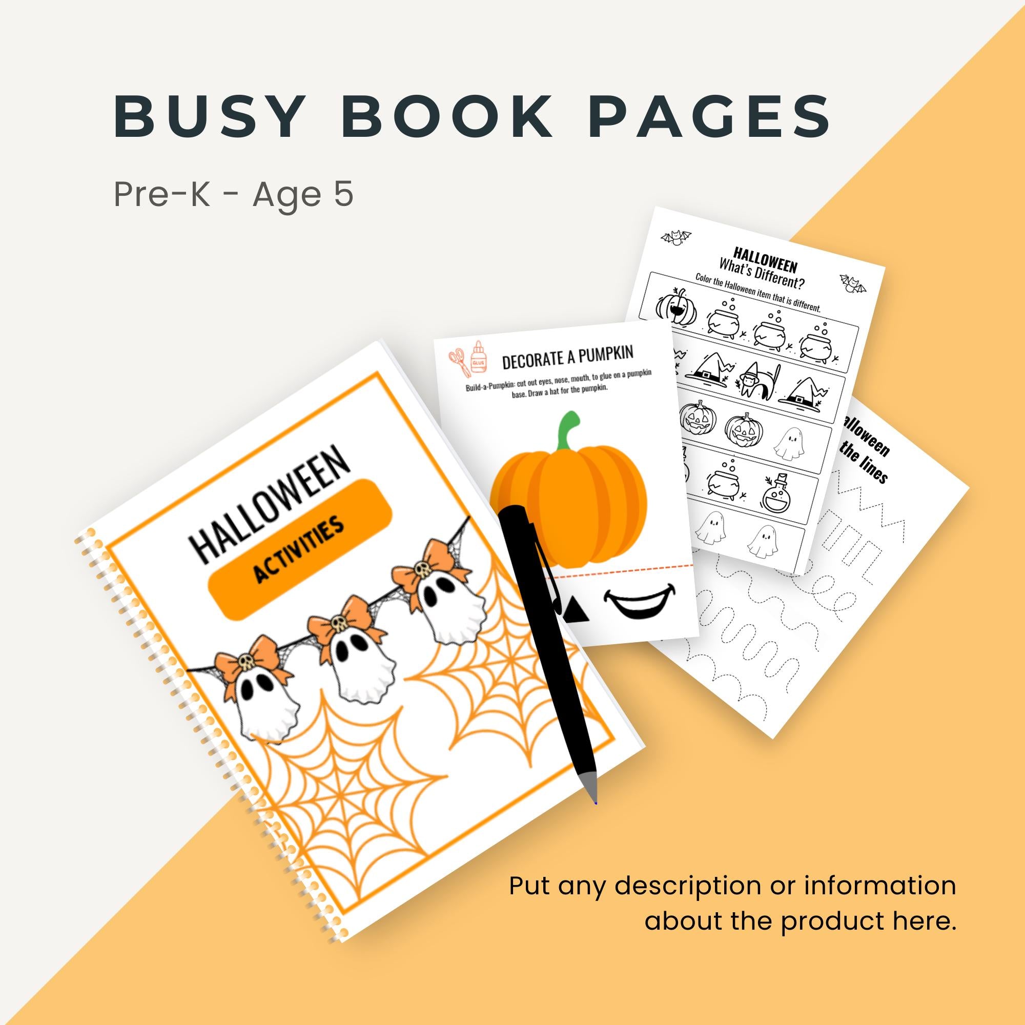 Halloween Activity Sheets: Preschool Busy Book & Dough Mats (Digital Download)