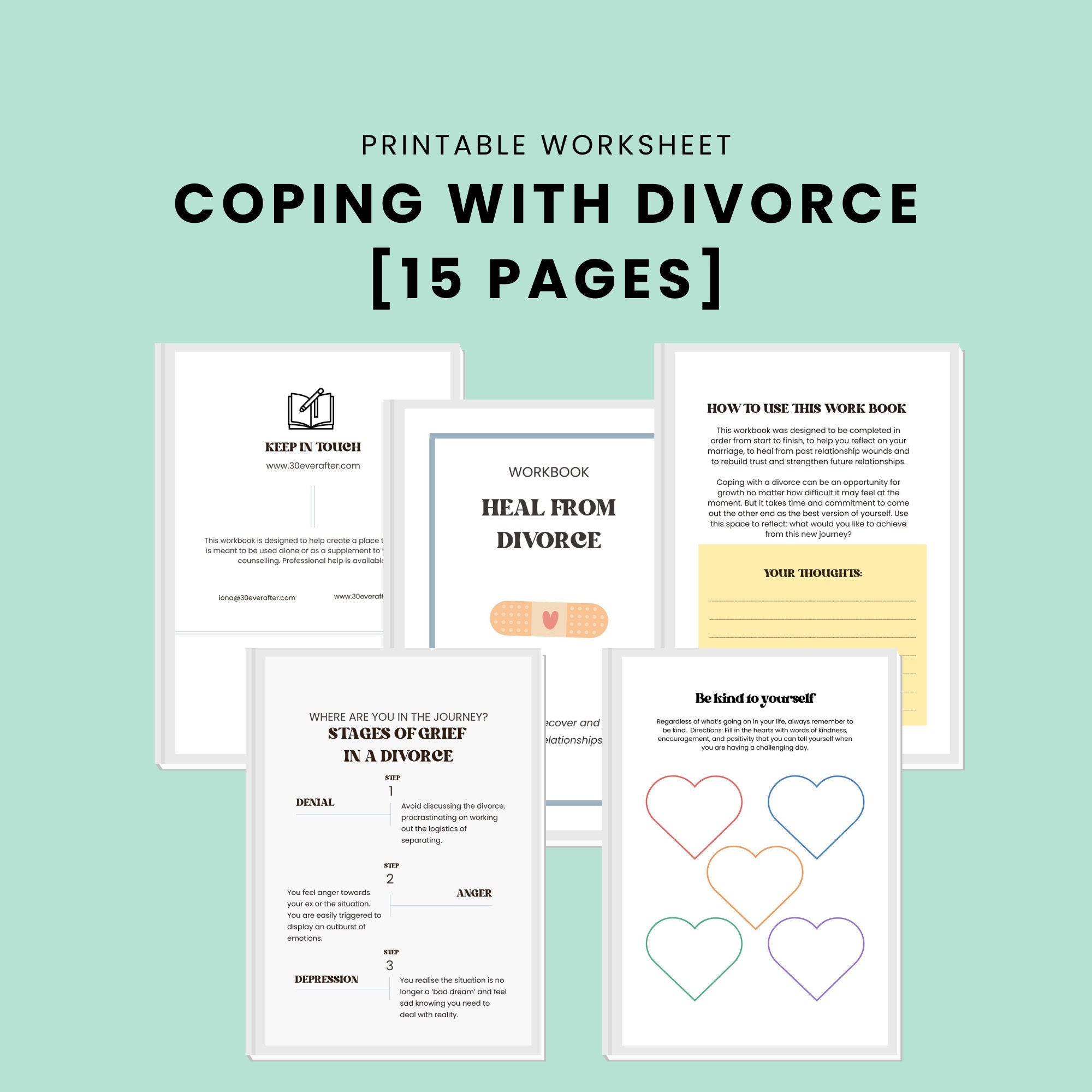 Divorce Workbook Coping with Divorce Worksheets Breakup Recovery Journal Counselling Tool for Divorcees Healing After a Divorce Separation