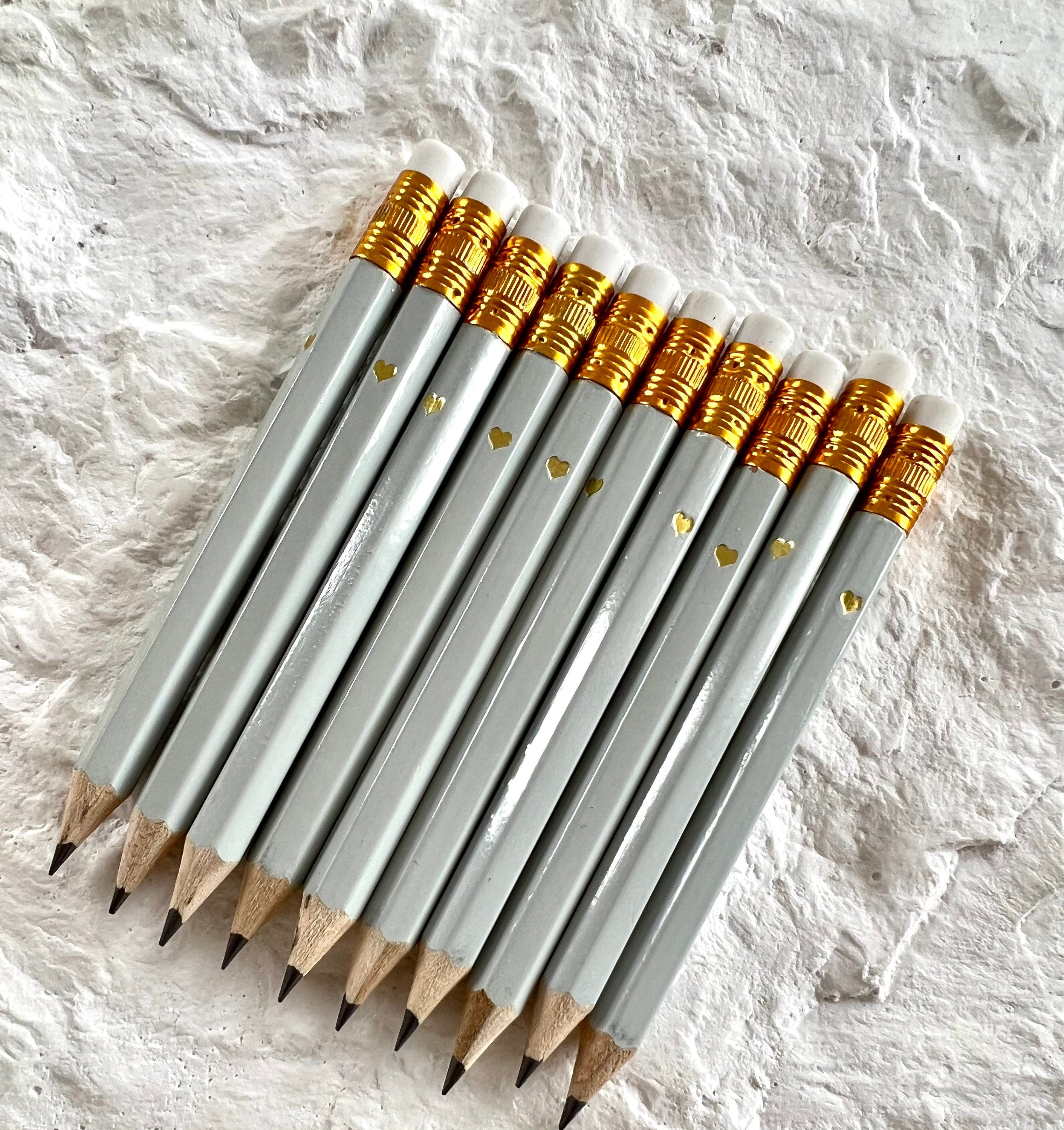 Mini Grey Pencils with Hearts: Bridal & Baby Shower Games