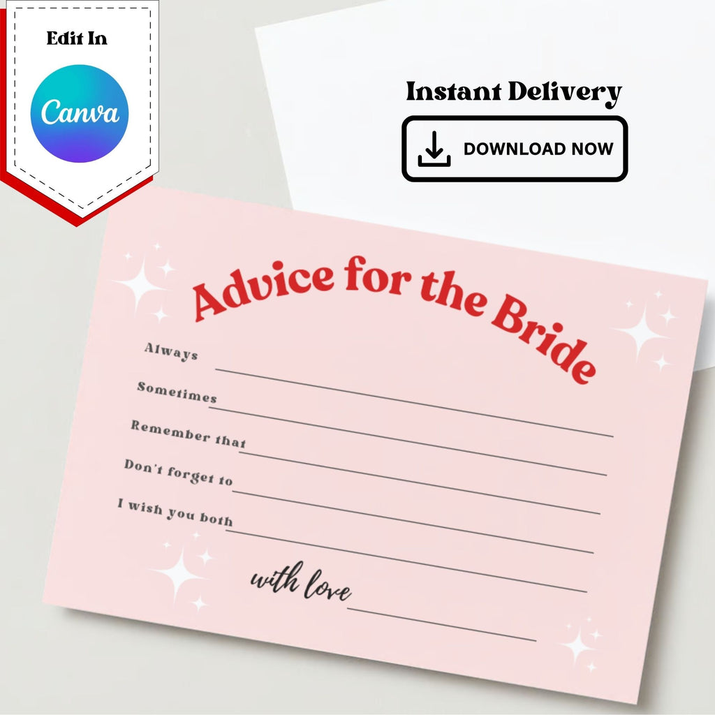 Retro Wedding Advice Card, Groovy Bridal Shower Game (PDF Printable)