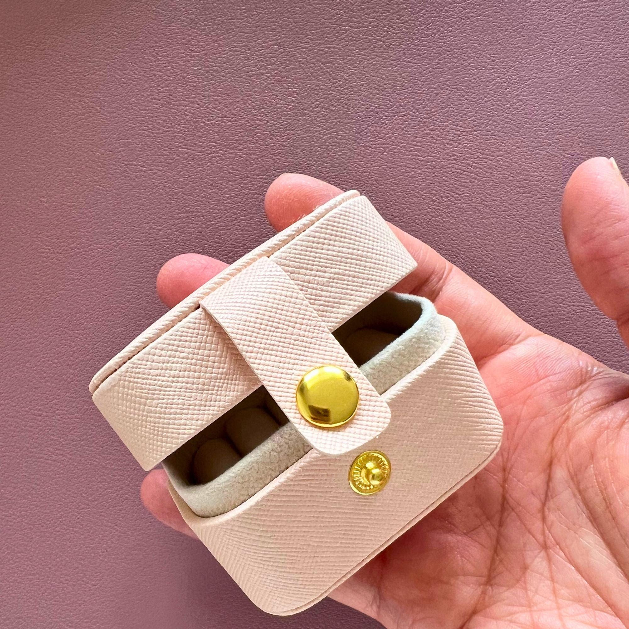 Custom Mini Jewellery Box Gold Foil Pink Travel Jewellery Carry On Case for Rings Travel Gifts for Teen Gift for Tween Idea Girly Ring Box