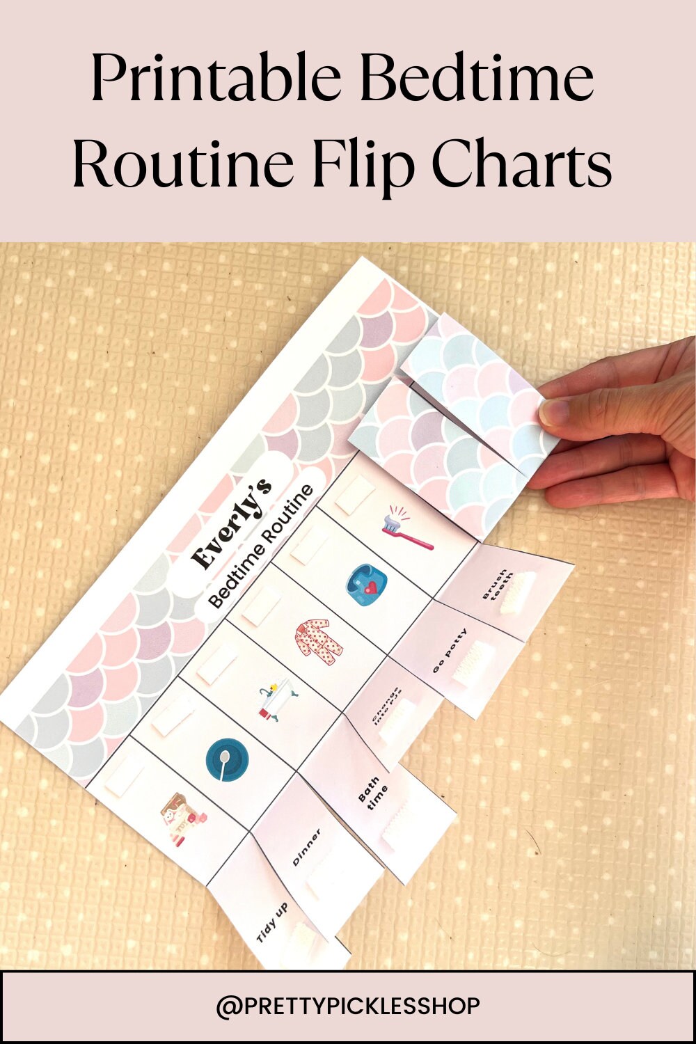 Bedtime Routine Flip Chart for Girls Editable Canva Checklist Personalized Routine Chart for Toddlers Preschool Bedtime Activity Chore Chart