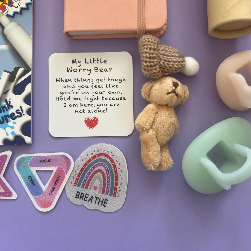 Care Package for Kids Going Through Divorce Separation Worry Bear for 4yo to 6yo Gift for Kids Coping with Divorce Kids Worry Bear Gift