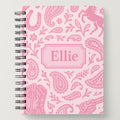 Personalized Name Notebook Custom Stationary Pink Paisley Pink Cowgirl Themed Notebook Lined Journal with Customised Cover