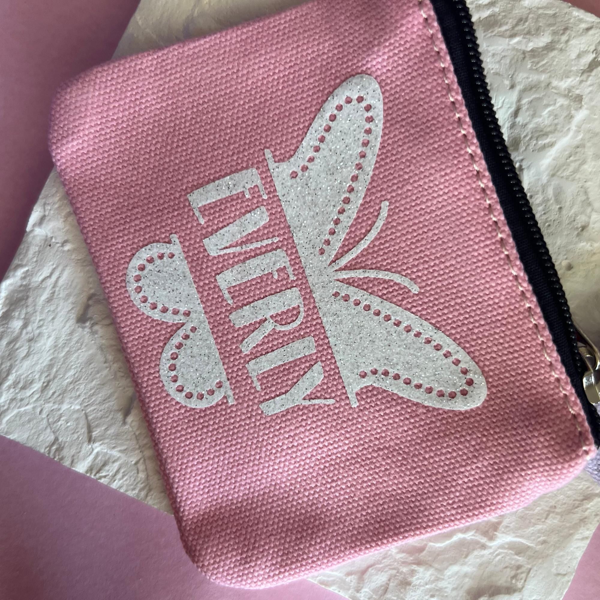 Personalised Coin Purse for Kids Custom Mermaid Gift Pink Butterfly Purse for 3 Year Old Gift for Preschooler Personalised Name Purse