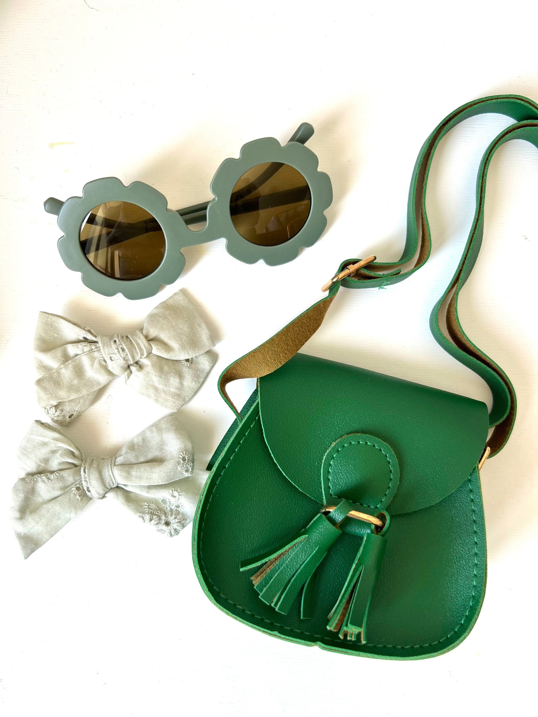 Flower Girl Gift Set: Retro Sunglasses, Mini Handbag & Bows
