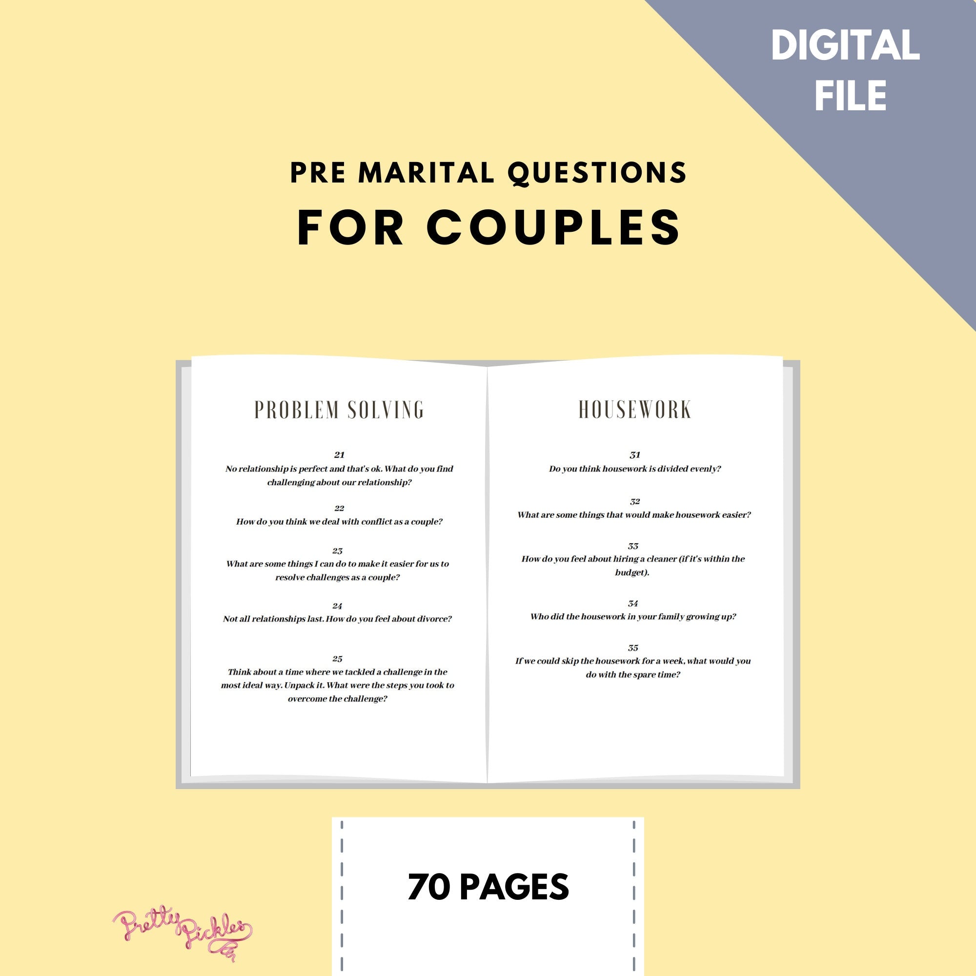 Premarital Questions for Couples: 365 Conversation Starters (Digital Download)