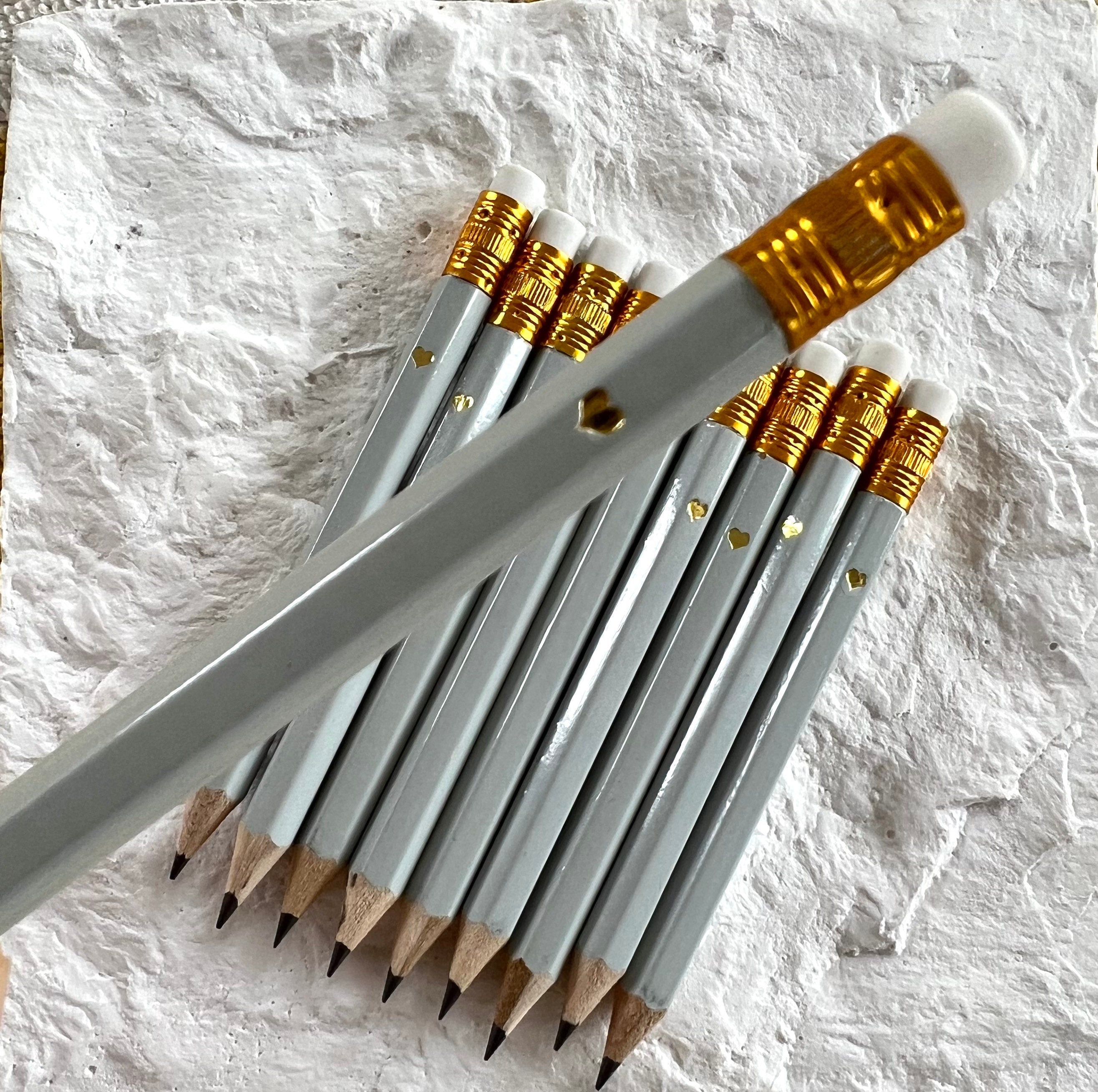 Mini Grey Pencils with Hearts: Bridal & Baby Shower Games