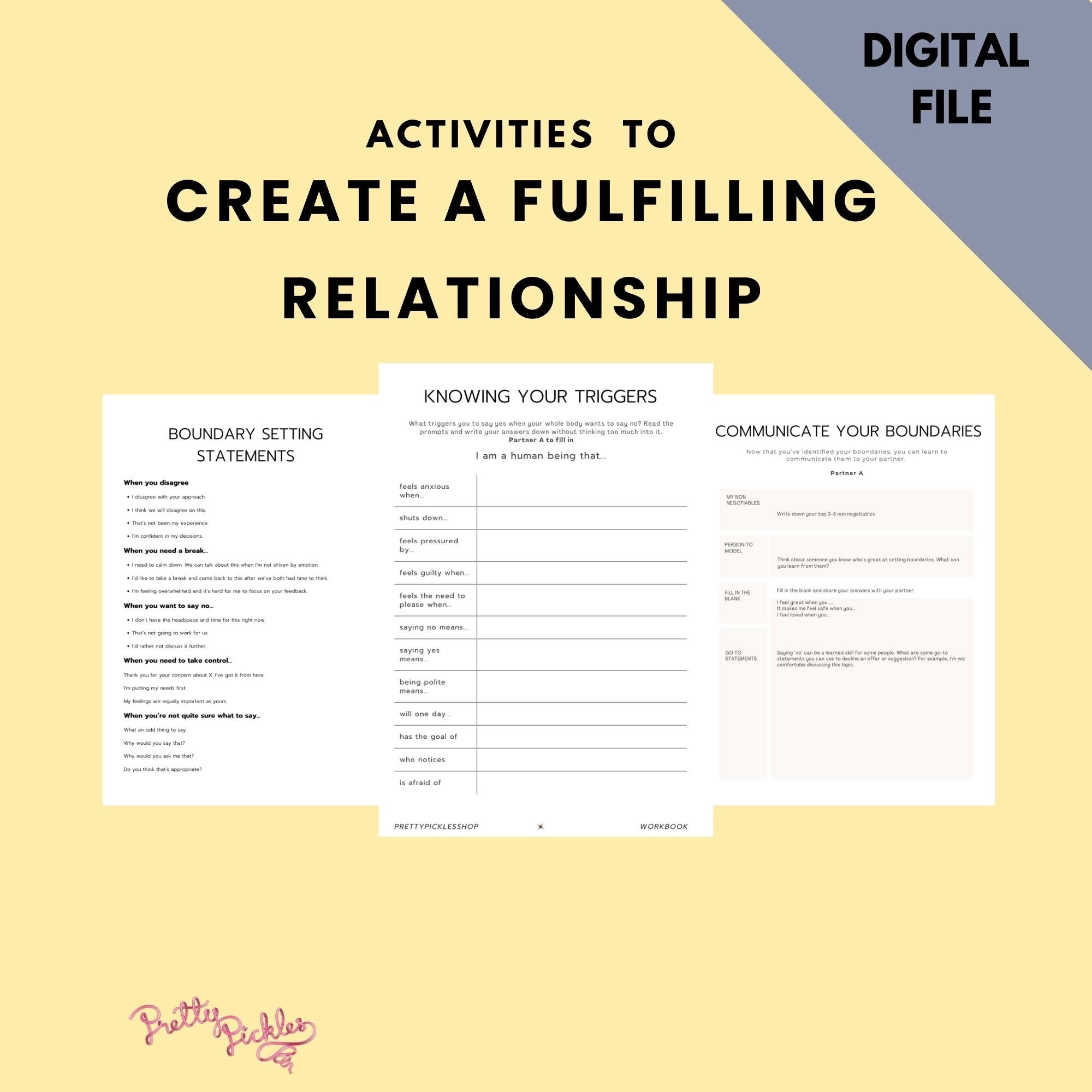 Couples Boundaries Worksheets | Relationship Workbook (Digital Download)