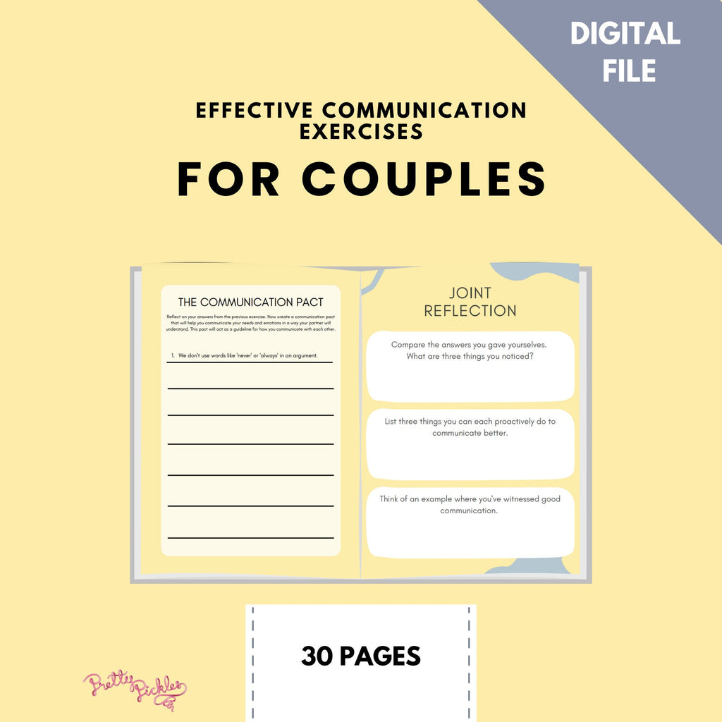 Couples Communication Worksheets, Therapy Workbook (Digital Download)