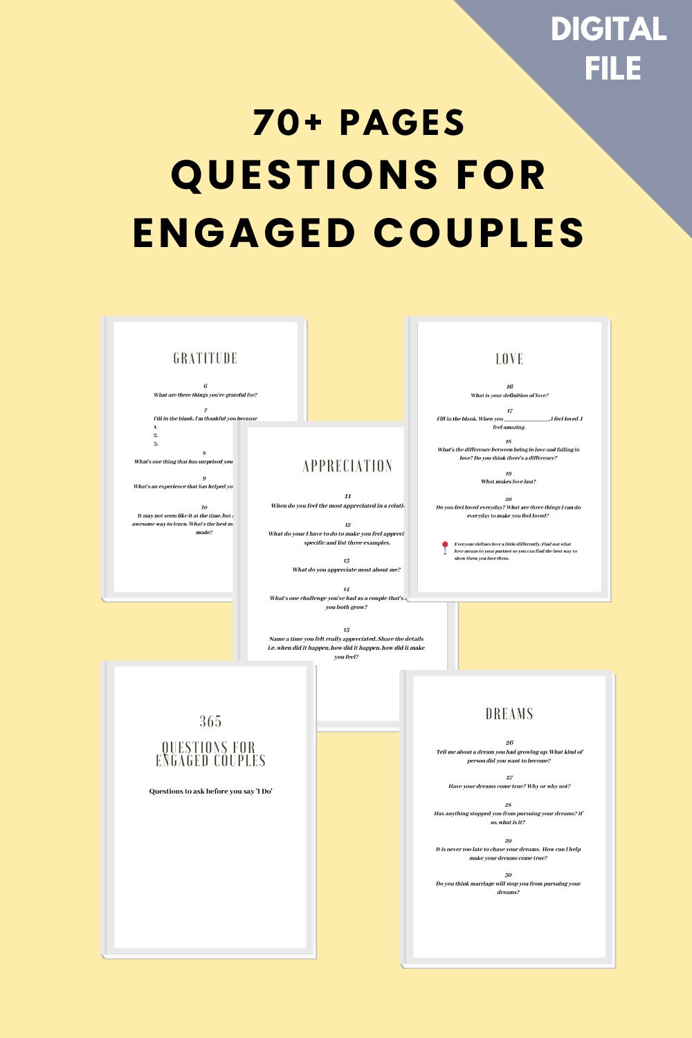 Premarital Questions for Couples: 365 Conversation Starters (Digital Download)