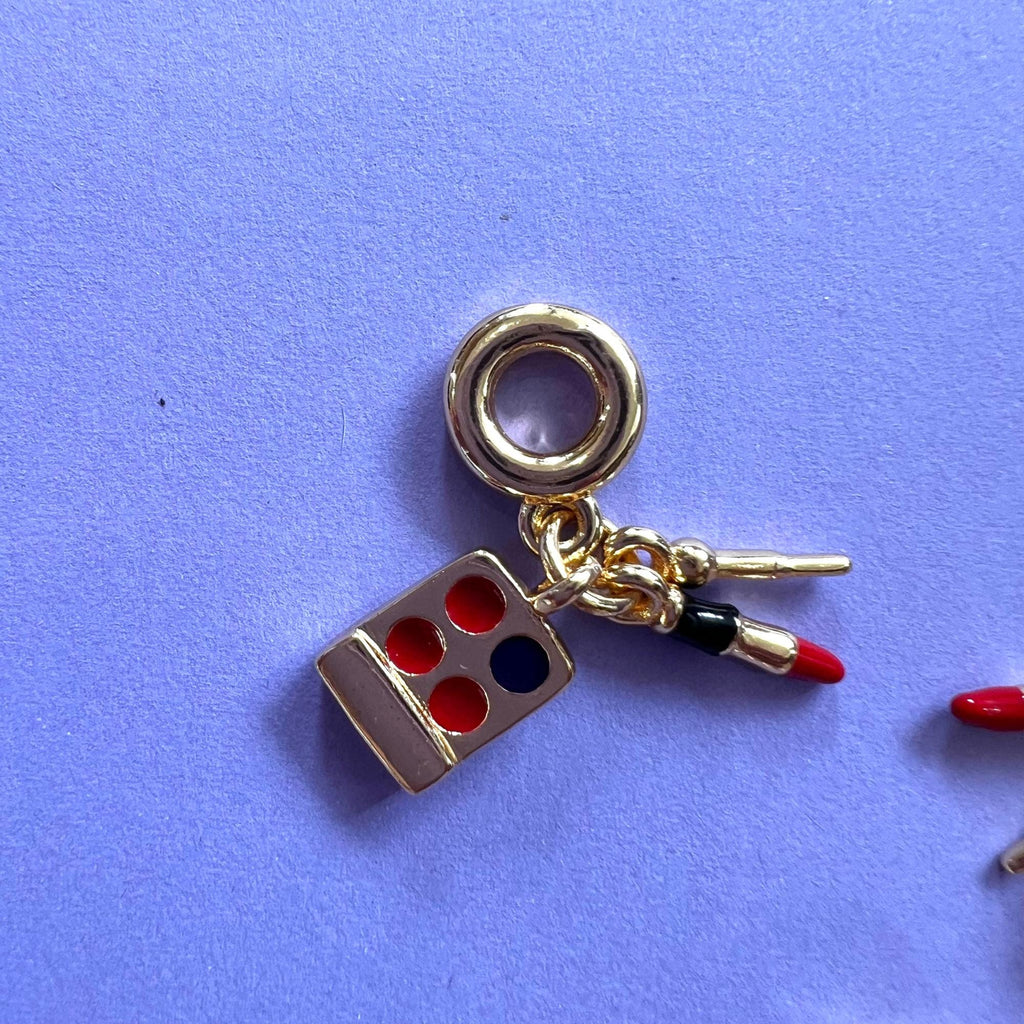 Lipstick pendant jewelry charm DIY necklace charm DIY pendants for jewellery making Gold enamel mini make up palette charm Fashion Accessory