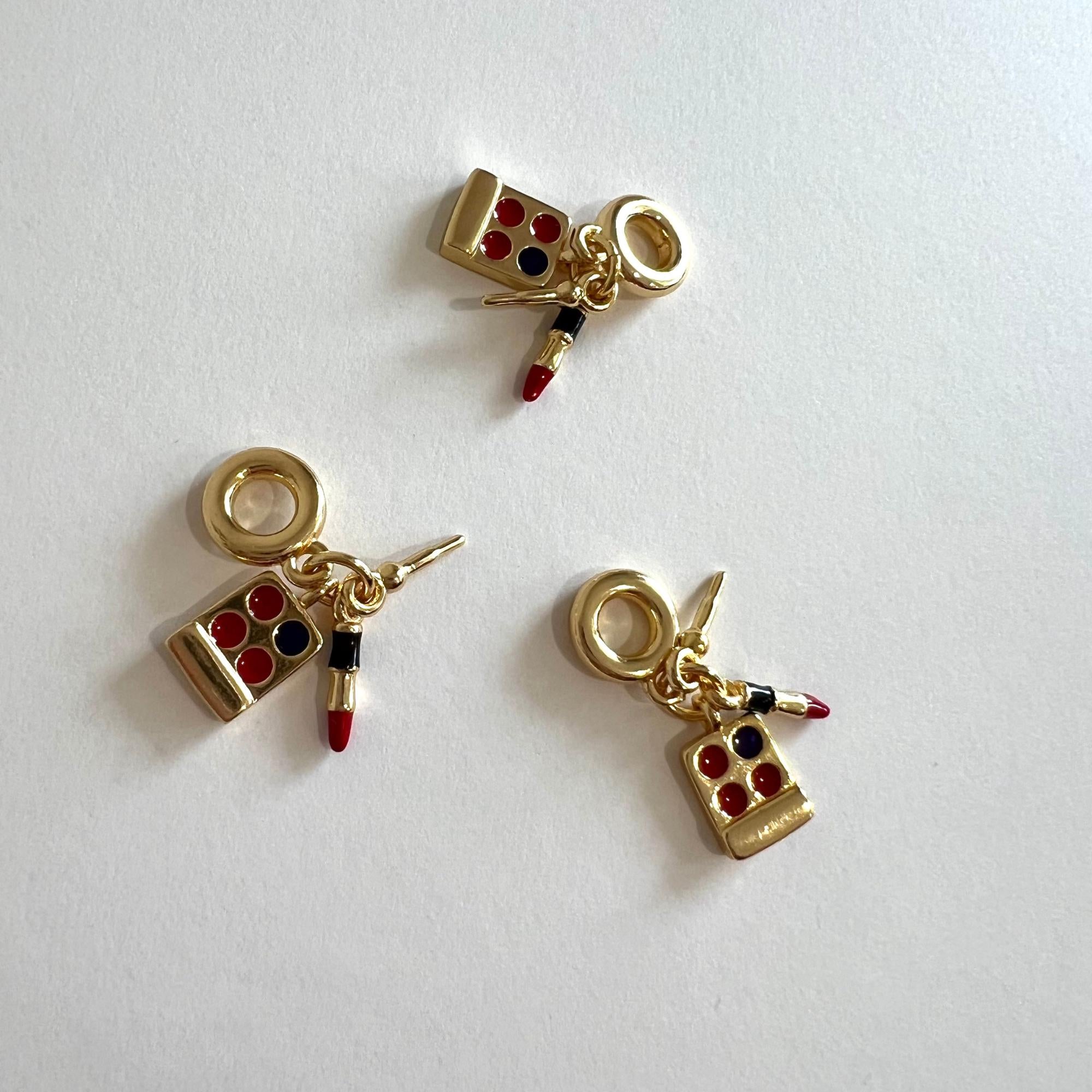 Lipstick pendant jewelry charm DIY necklace charm DIY pendants for jewellery making Gold enamel mini make up palette charm Fashion Accessory