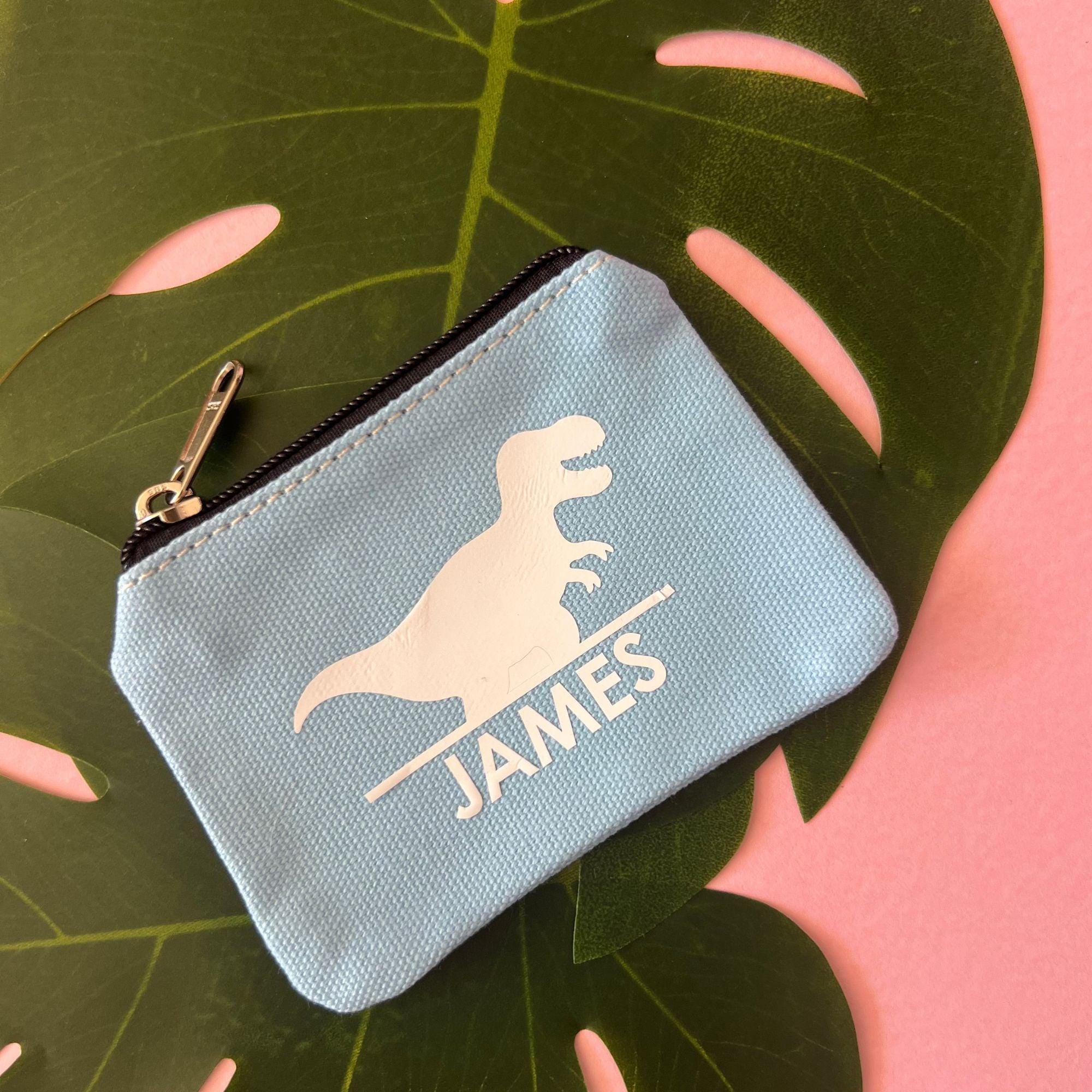 Personalised Coin Purse for Kids Custom Dinosaur Gift Blue Coi Purse for 3 Year Old Gift for Preschooler Personalised Name Purse