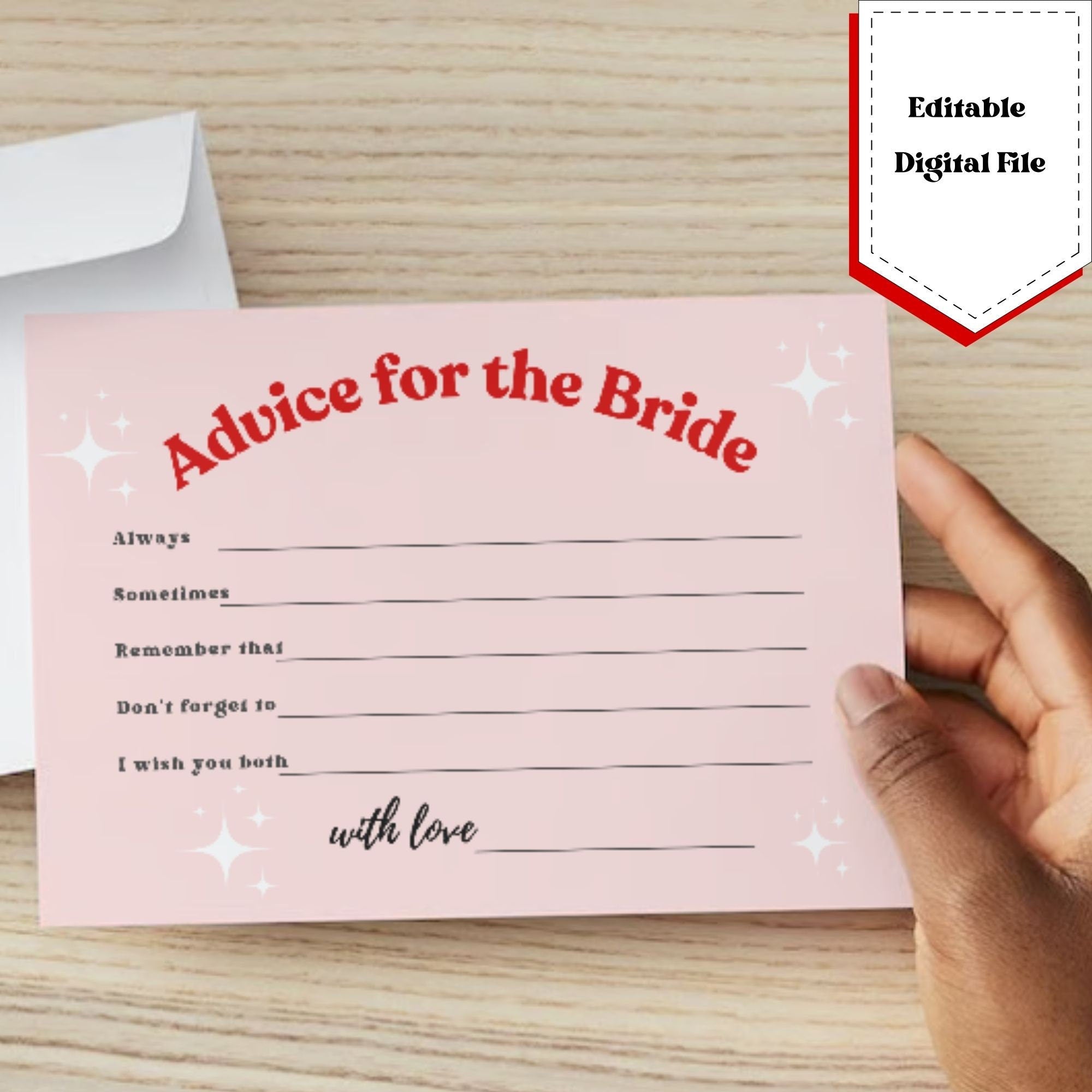 Retro Wedding Advice Card, Groovy Bridal Shower Game (PDF Printable)