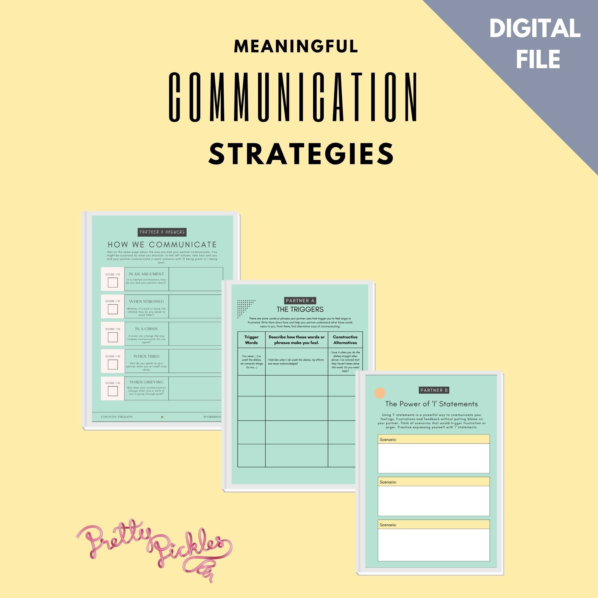 Couples Counselling Worksheets Bundle: Relationship Therapy, Communication (Digital Download)