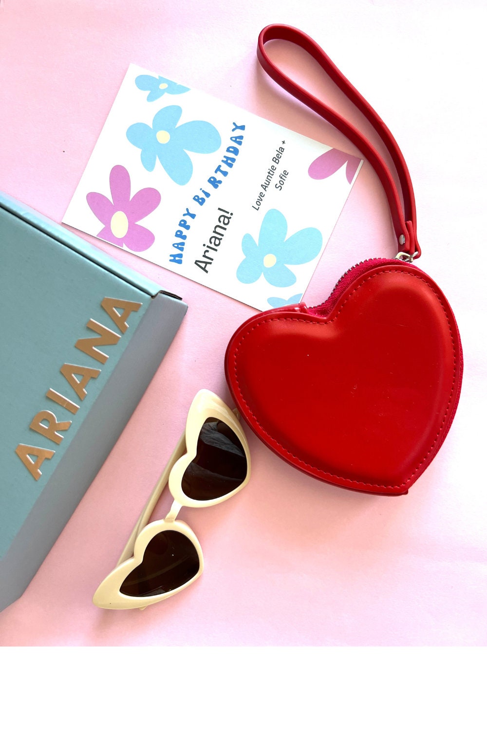 Custom Birthday Girl Gift Box for Toddler 3-Year-Old Birthday Gift Box Groovy Retro Aesthetic Heart Shaped Sunglasses for Kids Accessories