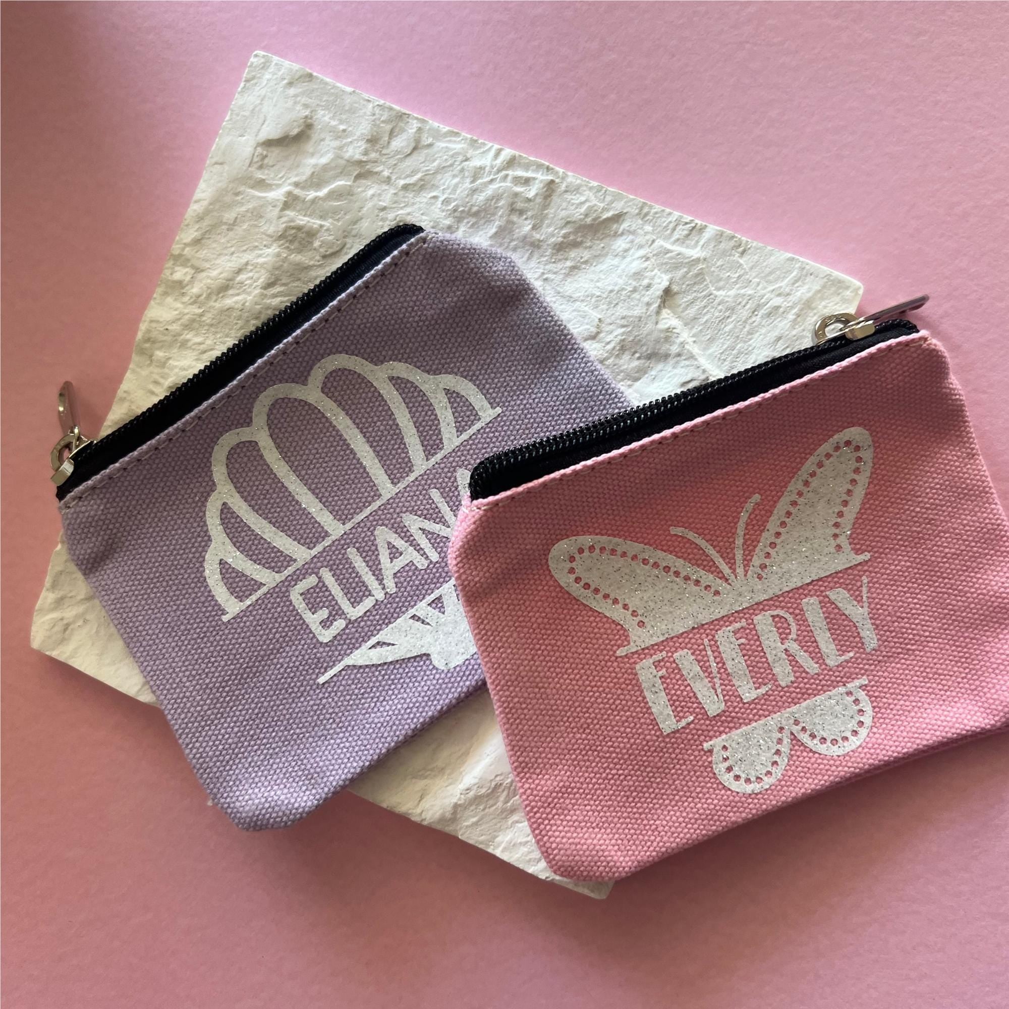 Personalised Coin Purse for Kids Custom Mermaid Gift Pink Butterfly Purse for 3 Year Old Gift for Preschooler Personalised Name Purse