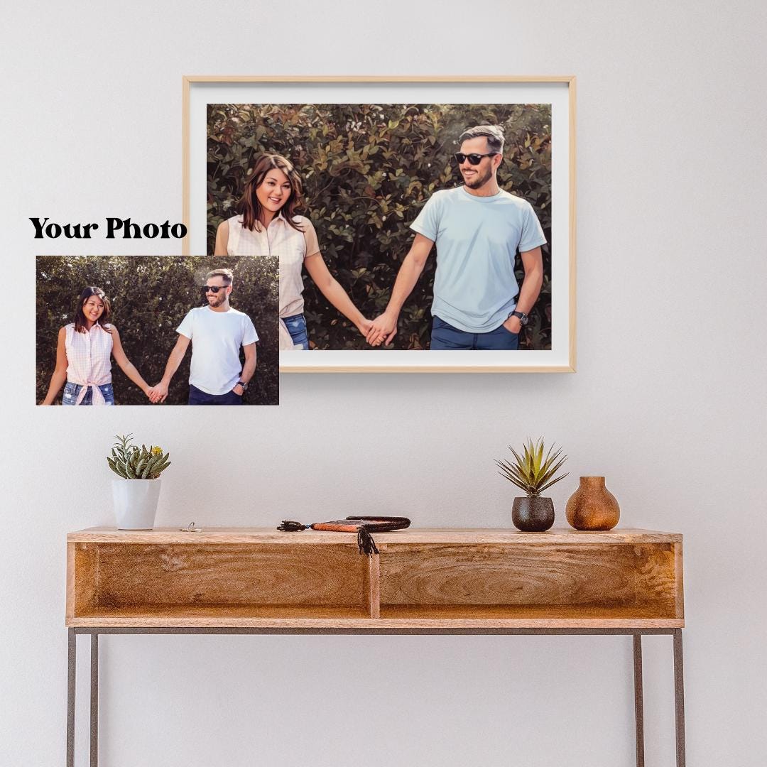 Custom Framed Couples Comic Personalized Cartoon Image Framed Artwork Photoframe for Comic Lovers Cartoonized Image Custom Made