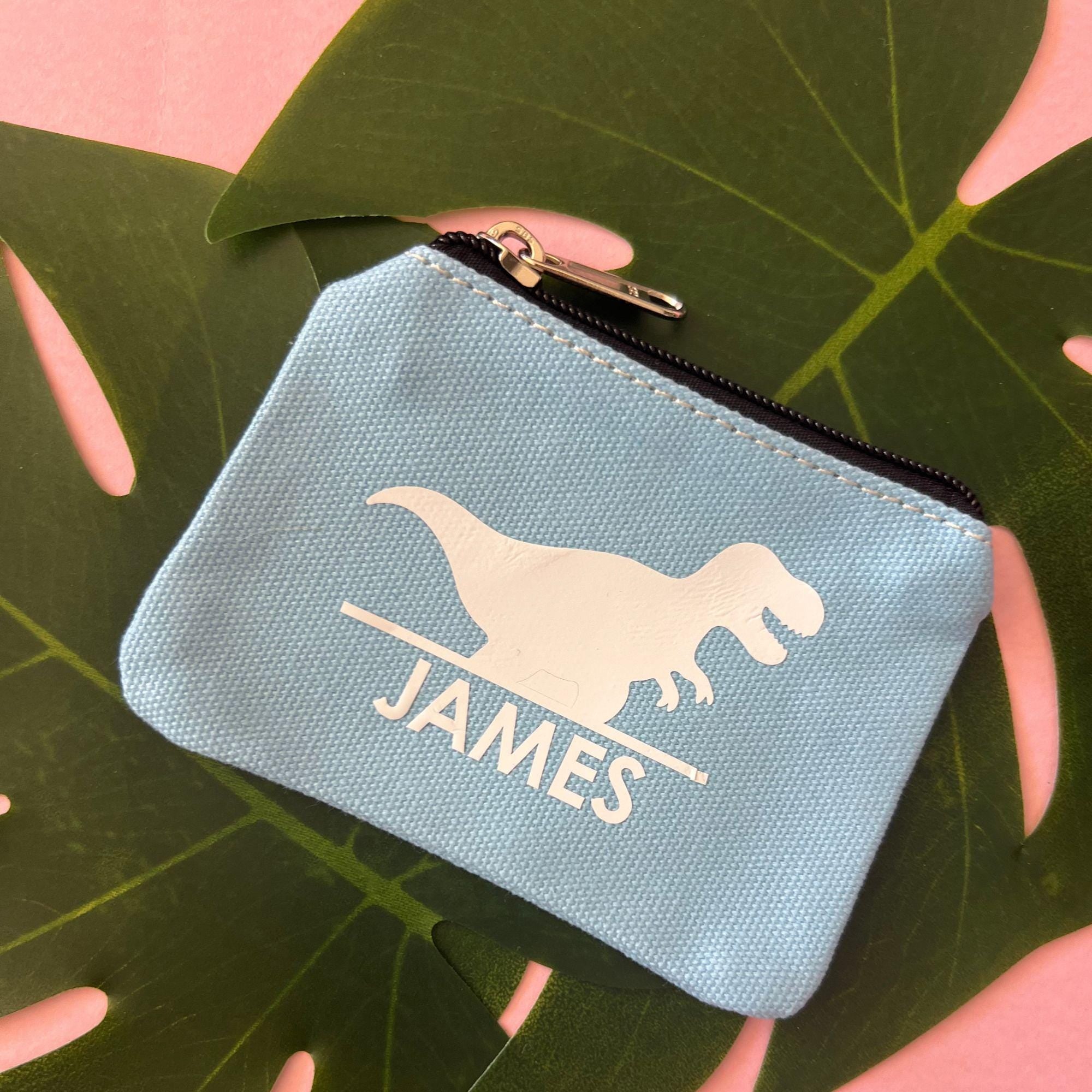 Personalised Coin Purse for Kids Custom Dinosaur Gift Blue Coi Purse for 3 Year Old Gift for Preschooler Personalised Name Purse