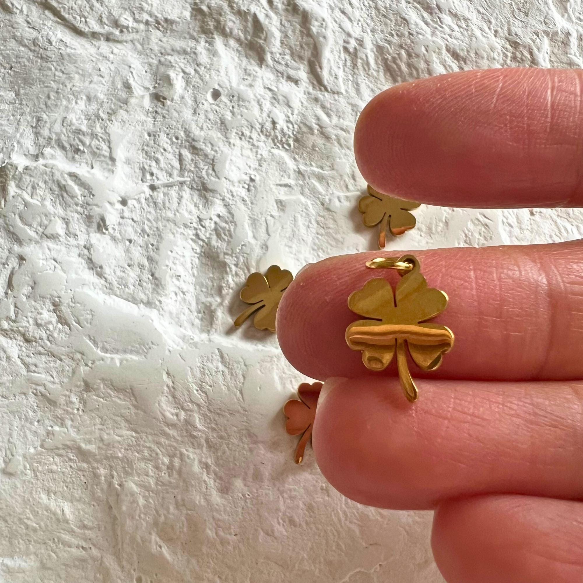 Dainty Lucky Clover Charm Lucky Four Leaf Charm Pendant DIY Jewellery Making Charm Necklace Minimalist Charms Bracelet