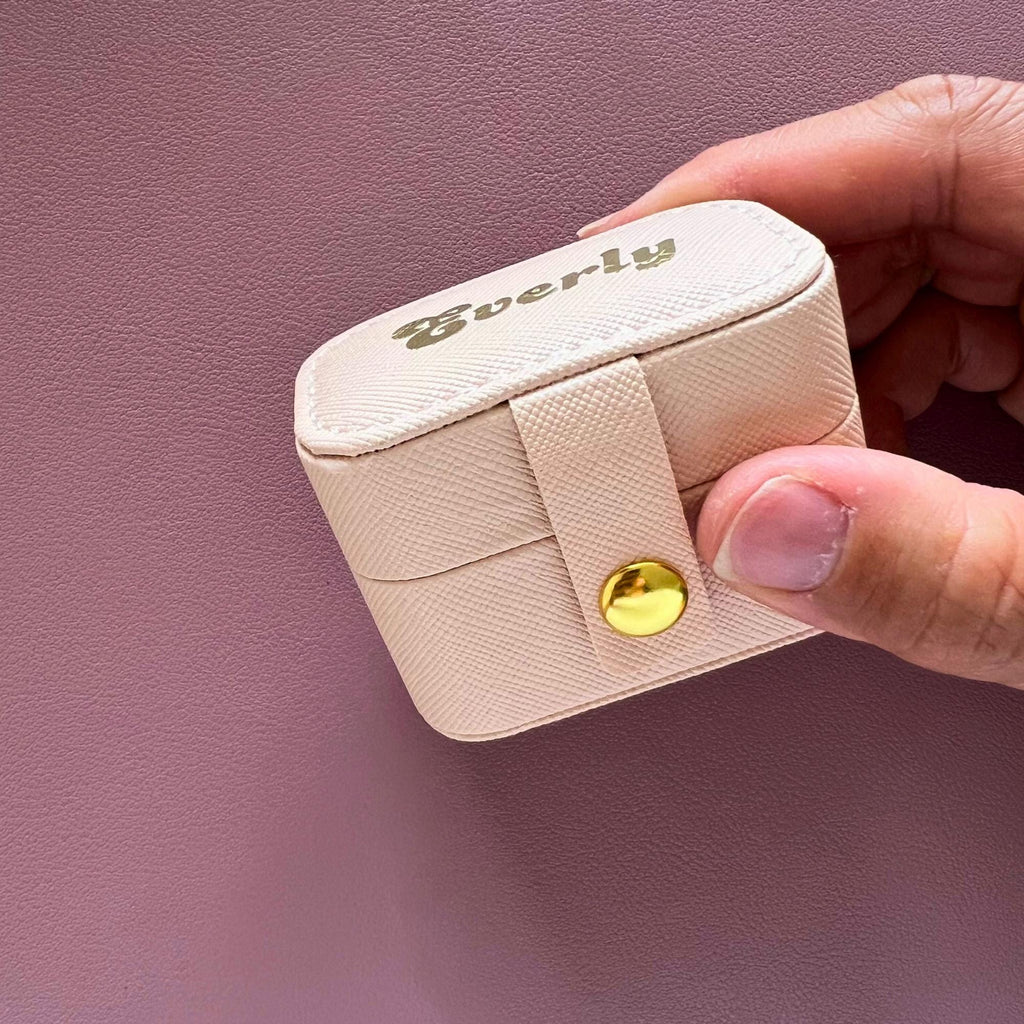 Custom Mini Jewellery Box Gold Foil Pink Travel Jewellery Carry On Case for Rings Travel Gifts for Teen Gift for Tween Idea Girly Ring Box