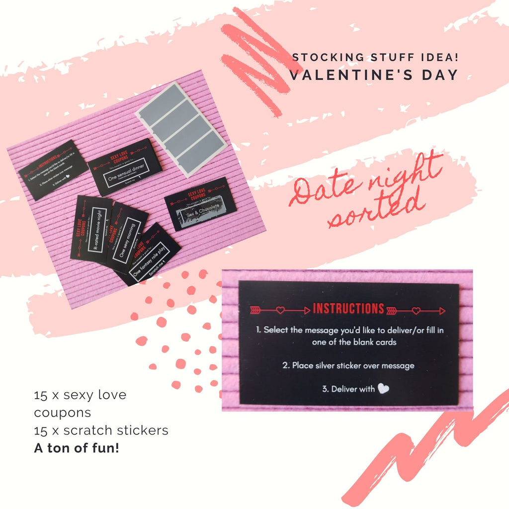 Sexy Love Coupons Scratch Off: Sexy coupons for boyfriend, girlfriend, husband. Stocking stuffer ideas for couples.