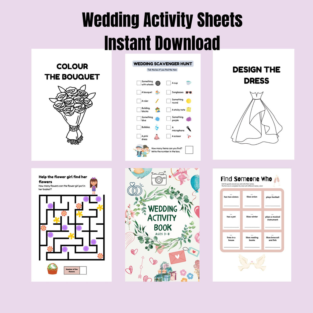 Wedding Activity Book for Kids 3+ (Digital Download)