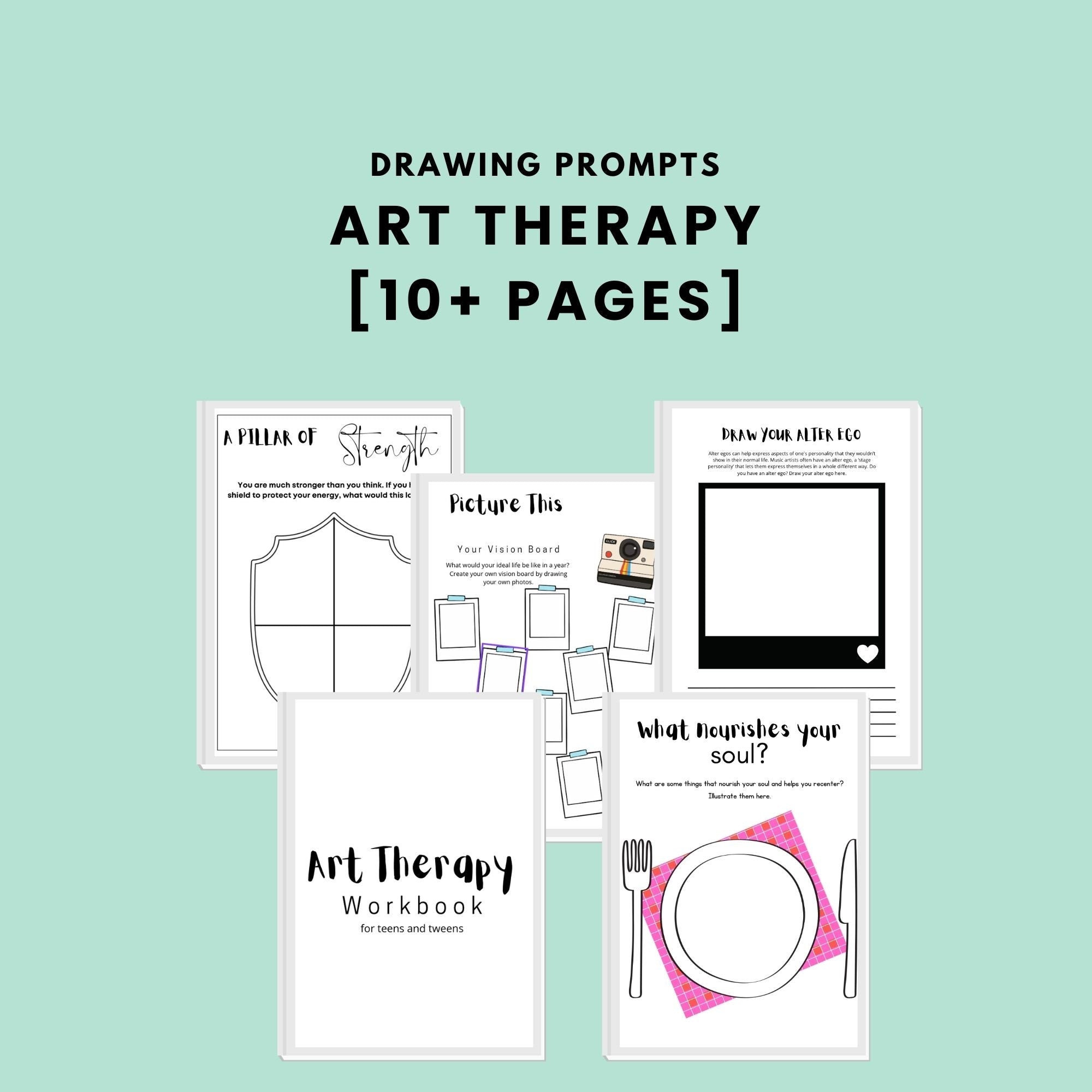Art Therapy Drawing Prompts for Teens & Tweens (PDF)