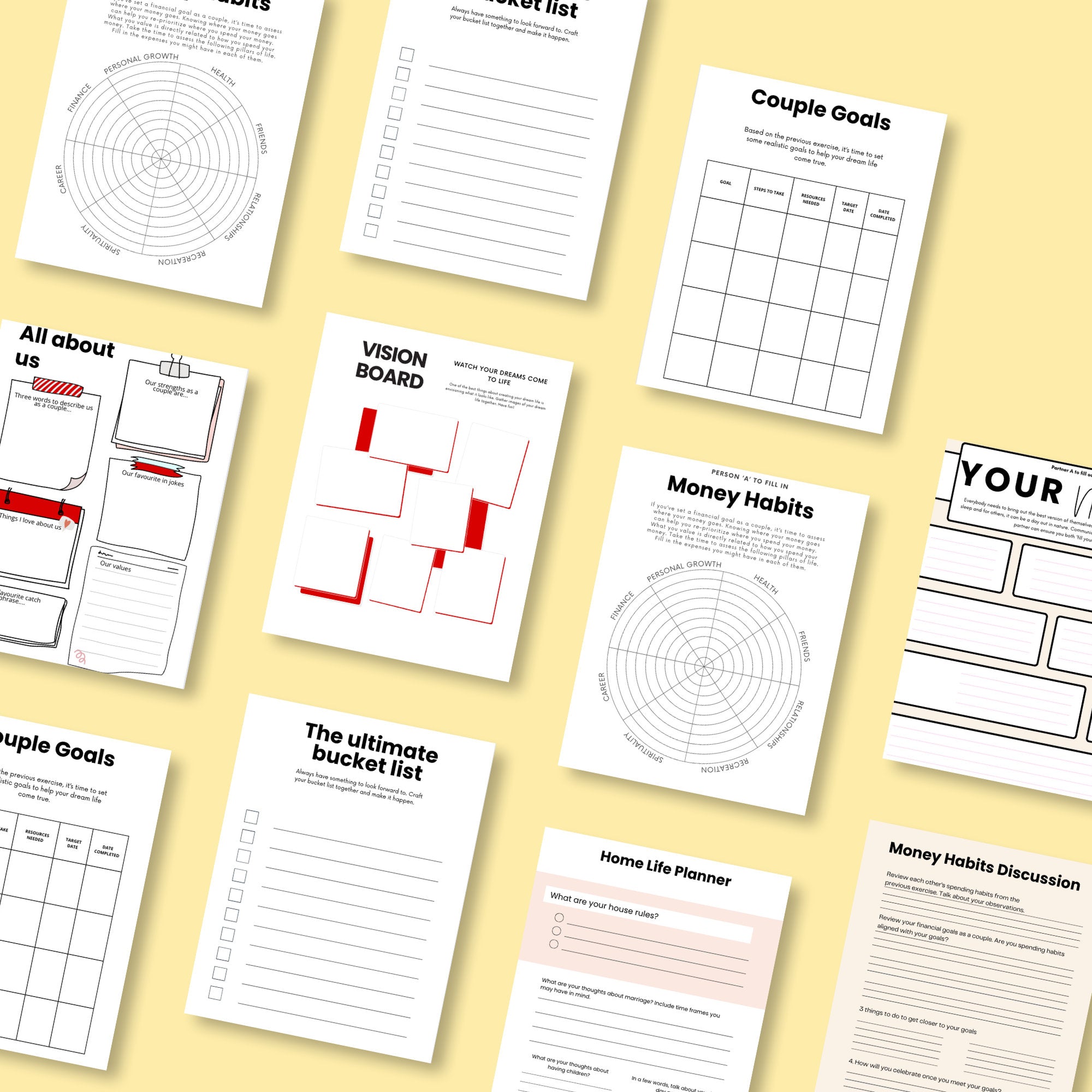 Couples Planner Bundle: Relationship Journal, Budget Spreadsheet (Digital Download)