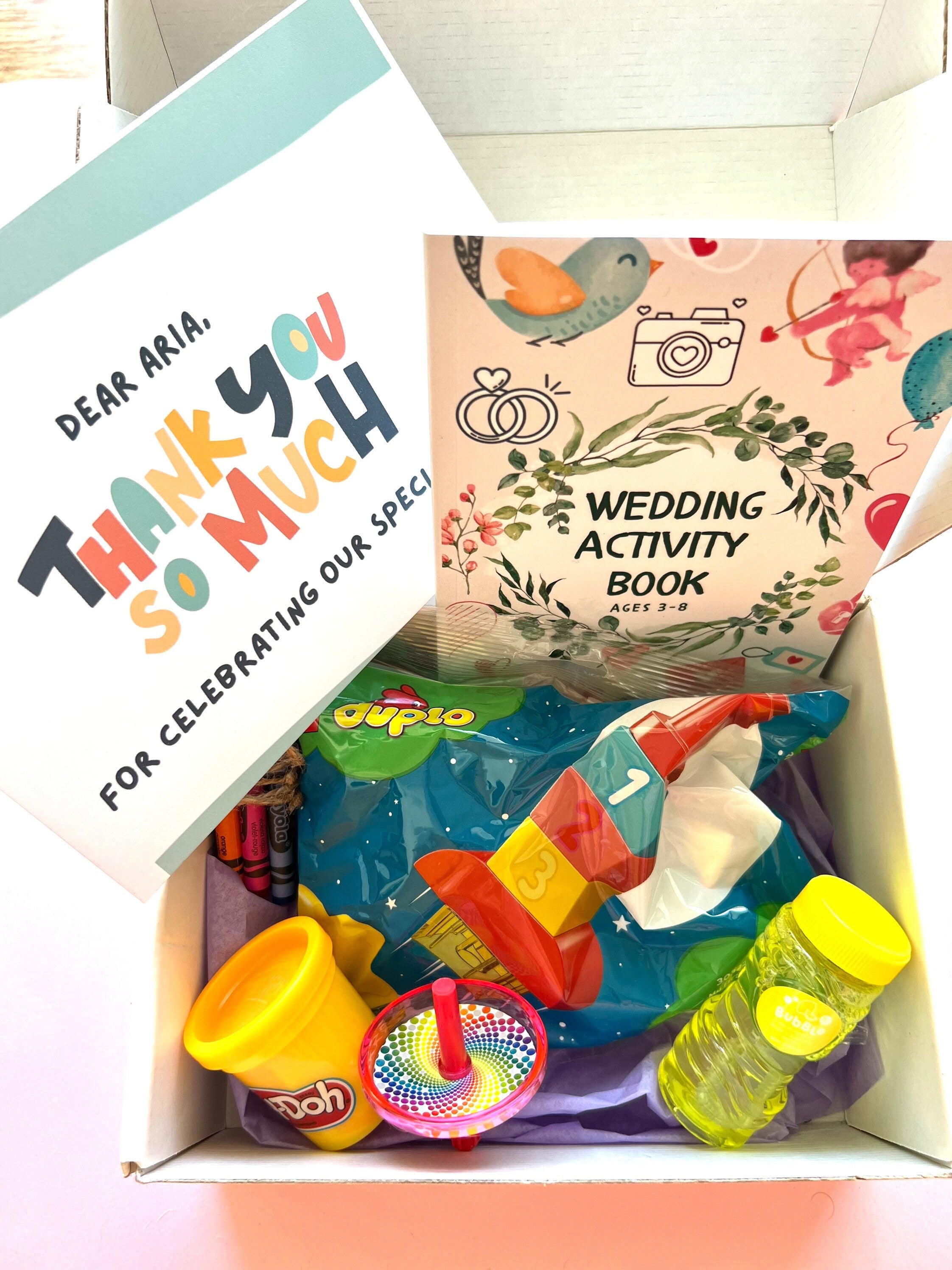Wedding Activity Box (Age 3-6) – Kids' Favor with Duplo, Crayons
