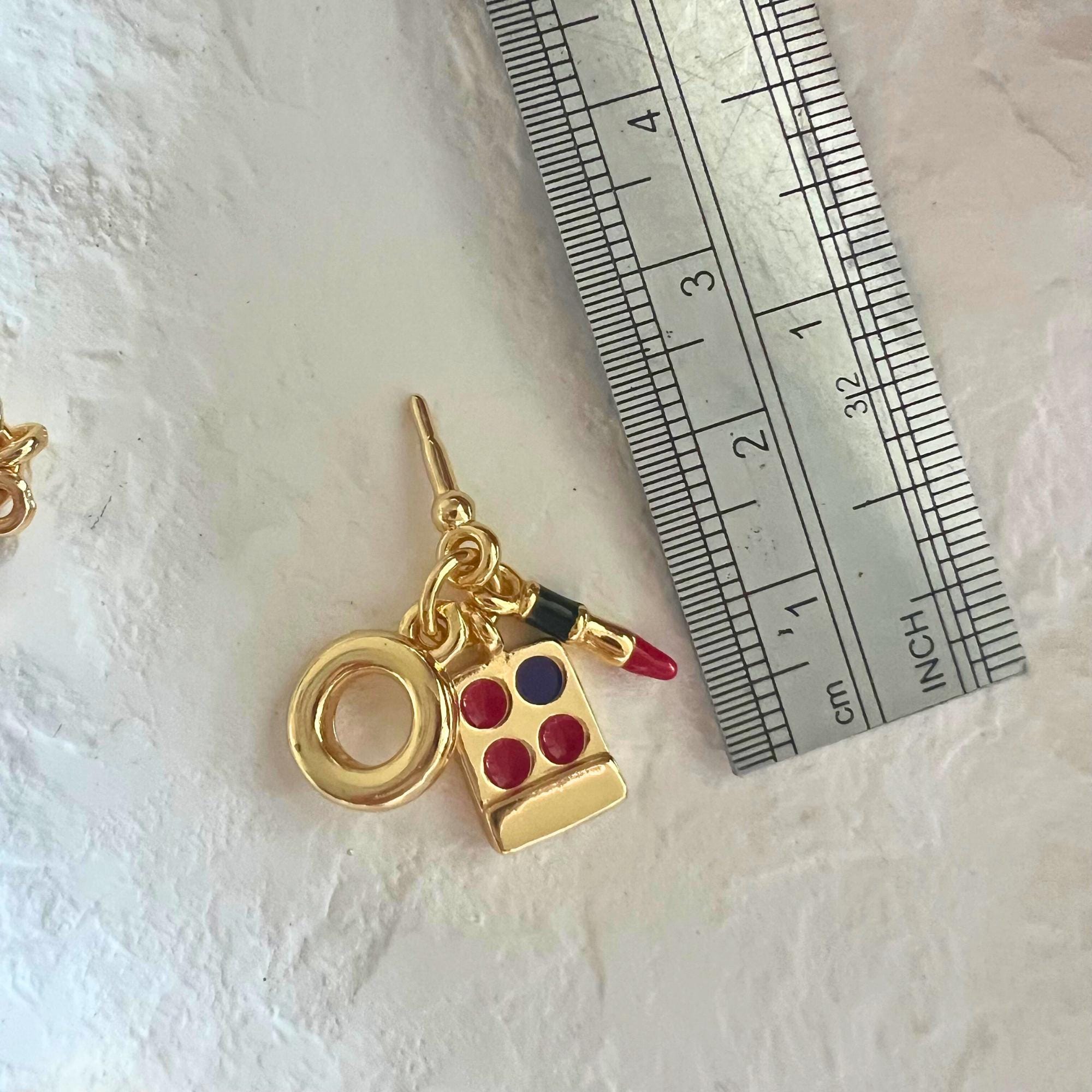 Lipstick pendant jewelry charm DIY necklace charm DIY pendants for jewellery making Gold enamel mini make up palette charm Fashion Accessory