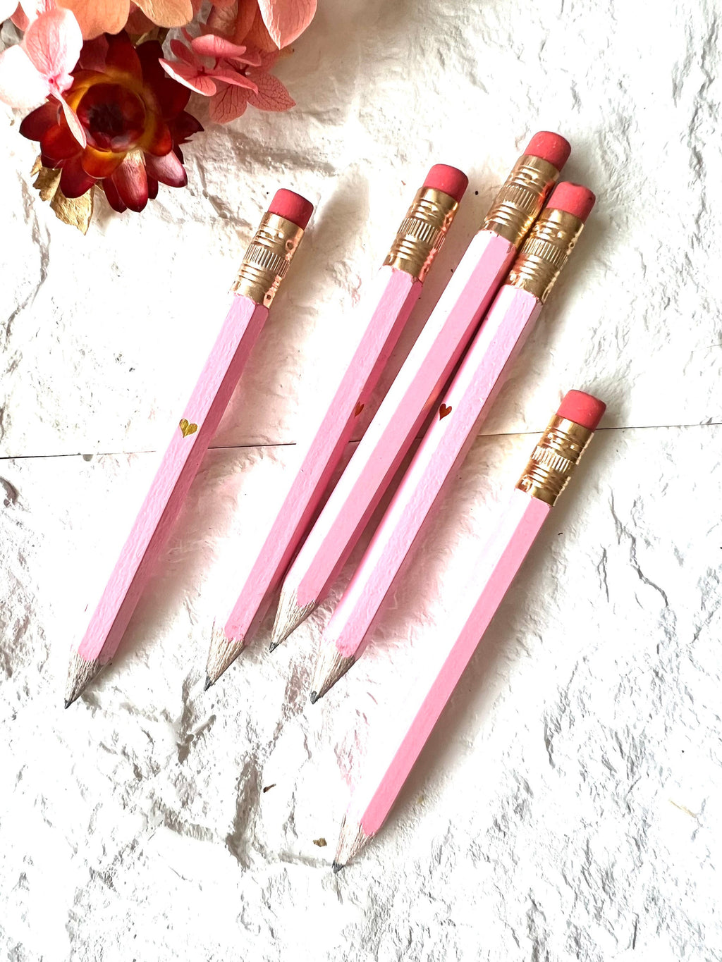 Mini Grey Pencils with Hearts: Bridal & Baby Shower Games