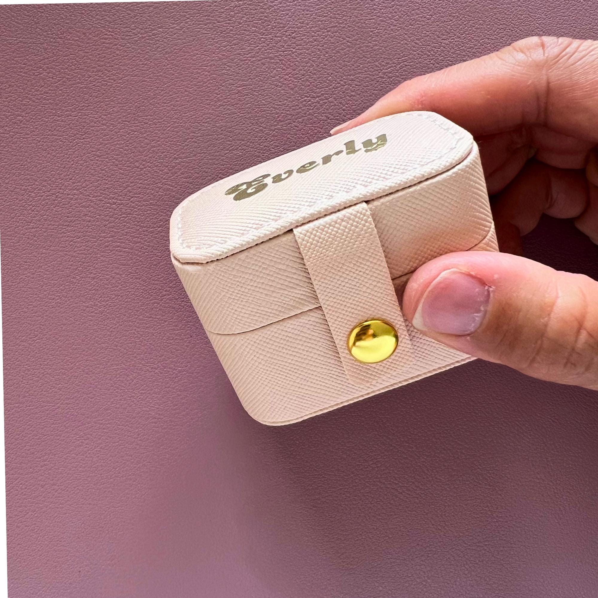 Custom Mini Jewellery Box Gold Foil Pink Travel Jewellery Carry On Case for Rings Travel Gifts for Teen Gift for Tween Idea Girly Ring Box