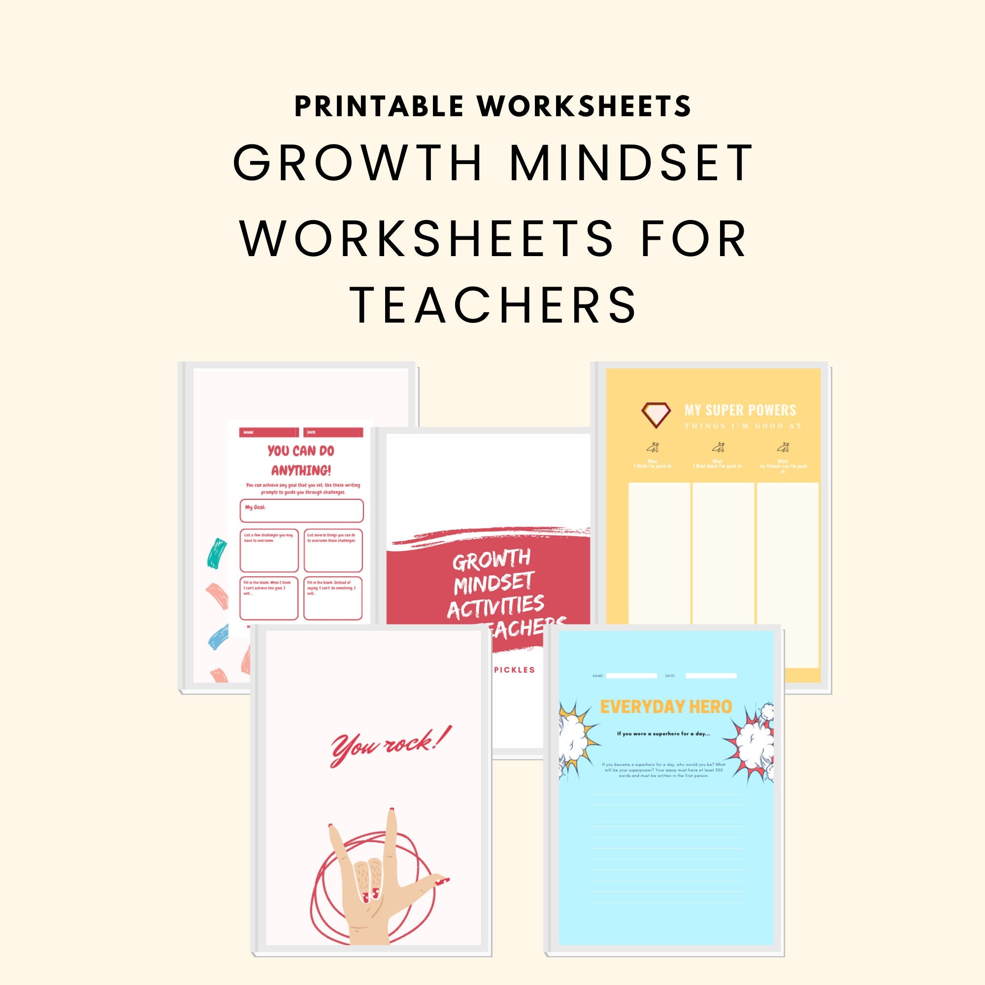 Growth Mindset Activity Sheets for Teachers Self Development Lessons Worksheets for Social Studies Teacher Self Confidence Workbook