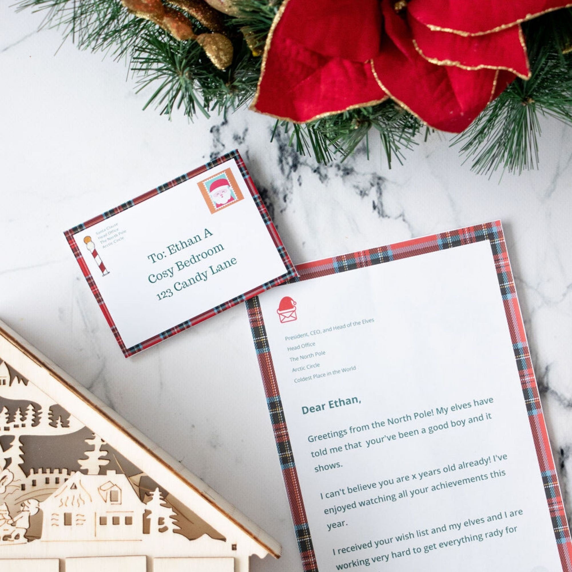 Letters to Santa Printable Set: Letter and Envelope Digital Download