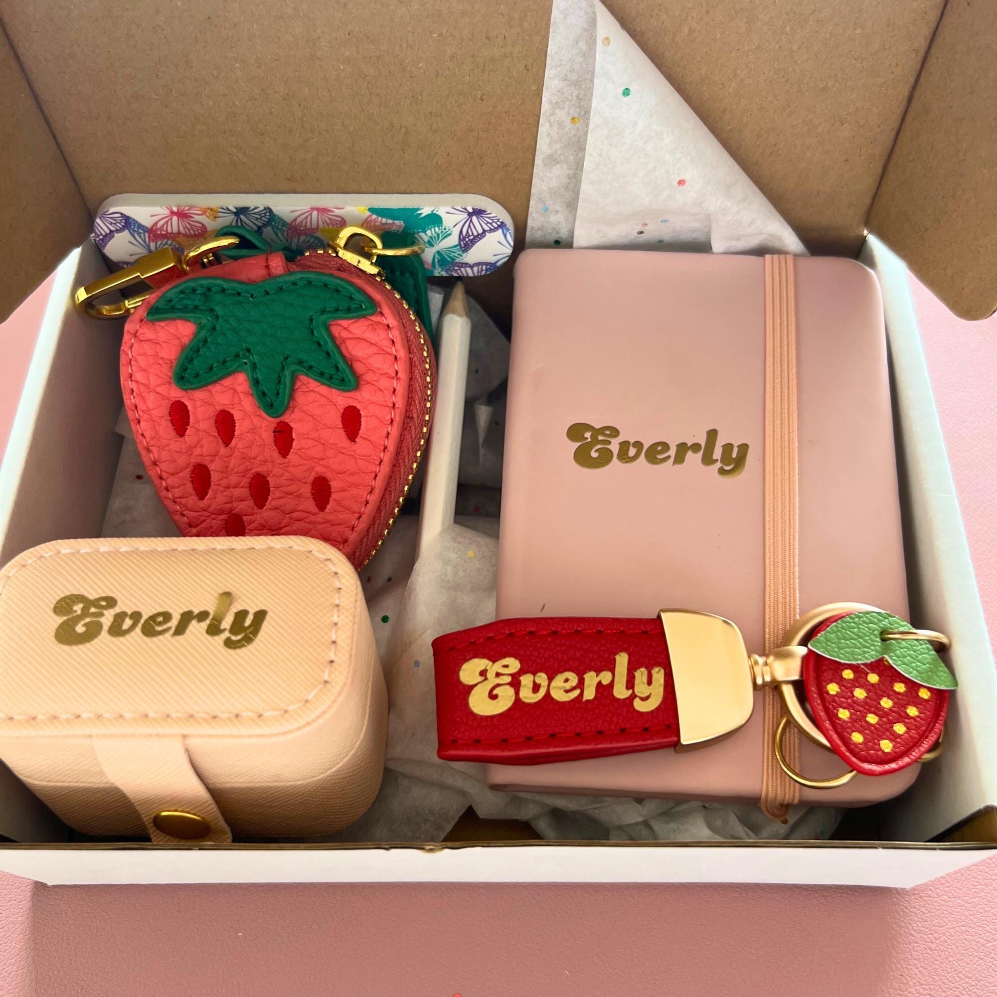 Custom Gift Box for Girly Teen Tween Birthday Gift Set Sweet 13 Present for Teenager Strawberry Themed Gift Box Personallized Gift for Tween