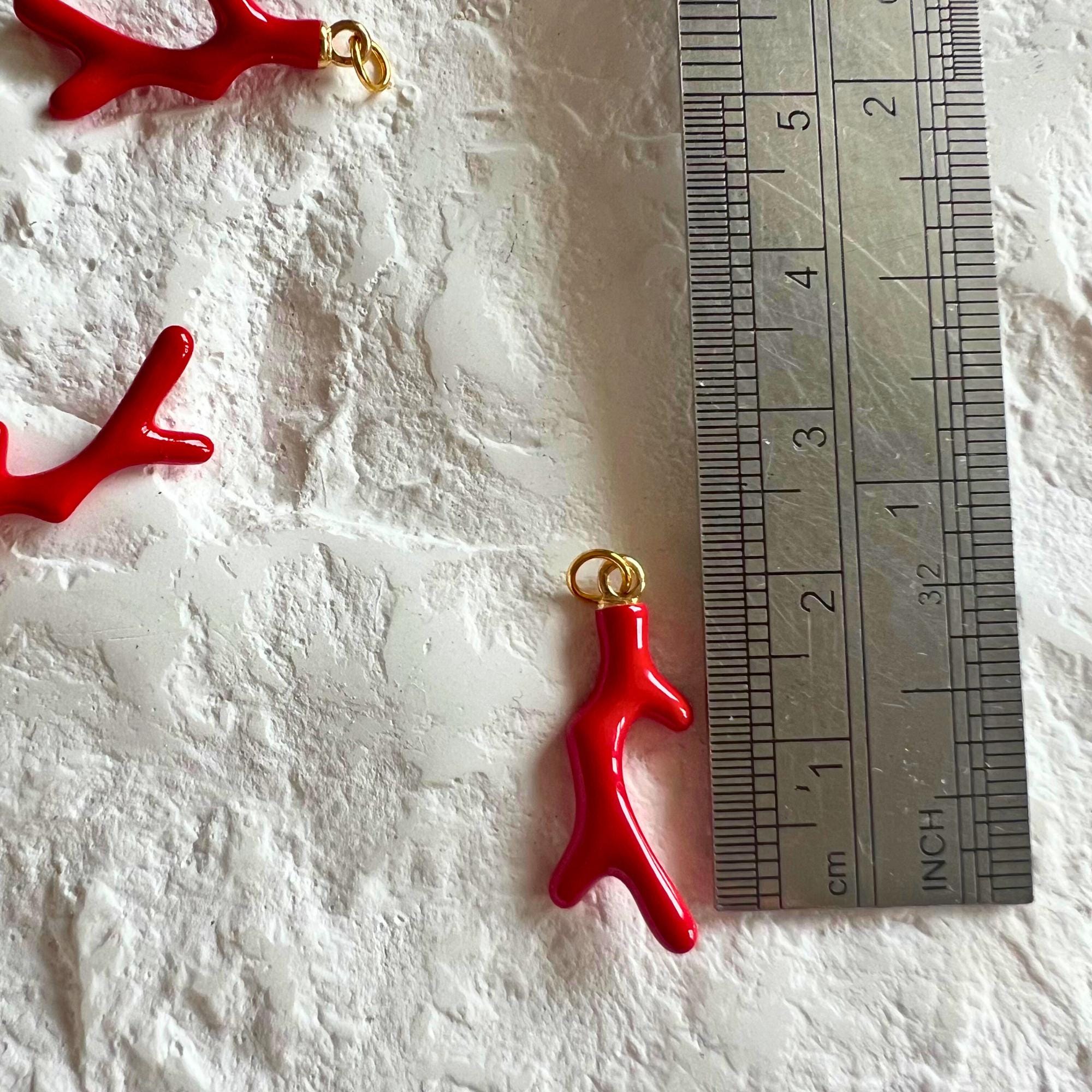 Dainty Red Coral Necklace Charm Lucky Charm Pendant for Charm Necklace DIY Jewellery Making Charm Necklace for Teen Girl Minimalist Charms